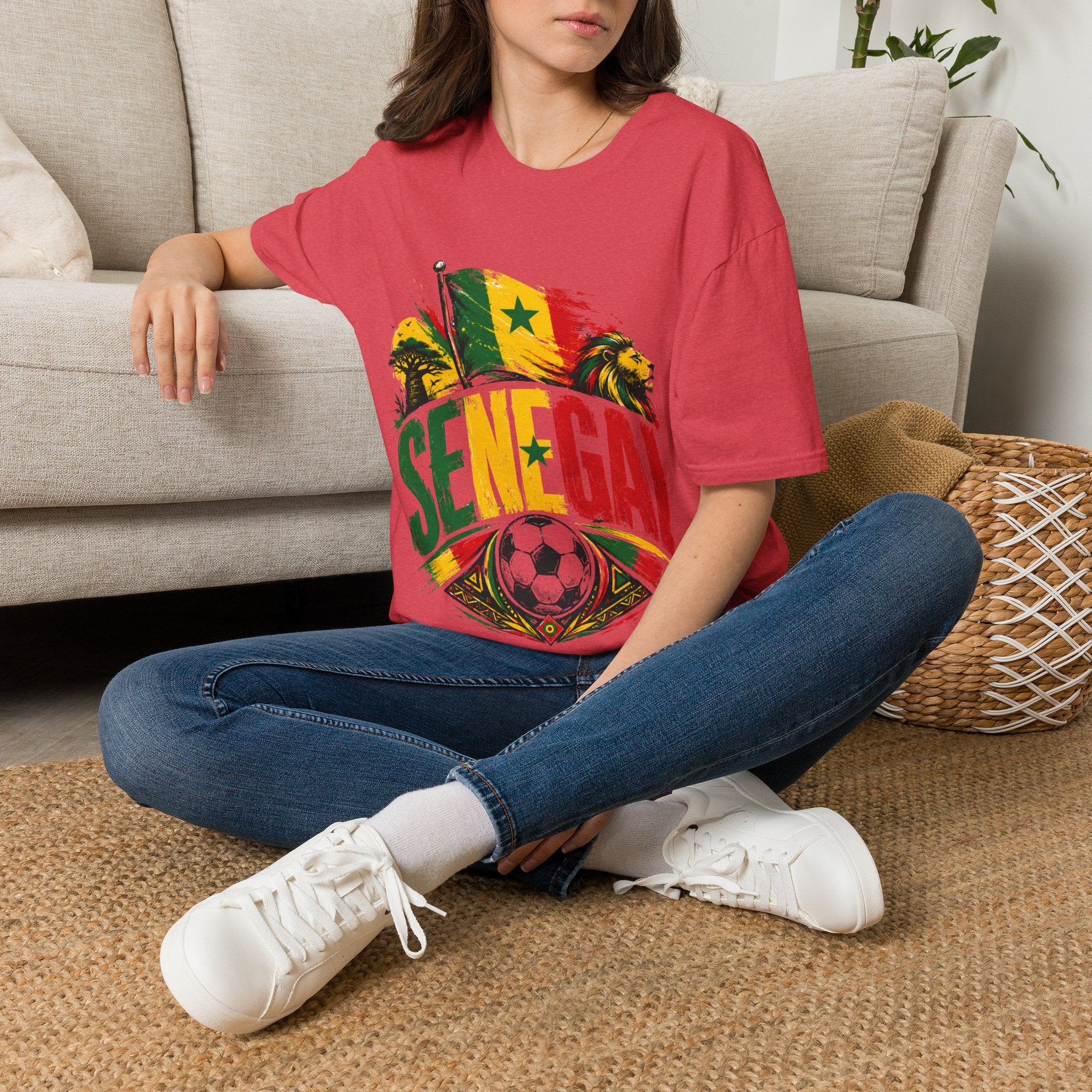 Senegal Flag Soccer T-Shirt — Lion & Football Pride Tee