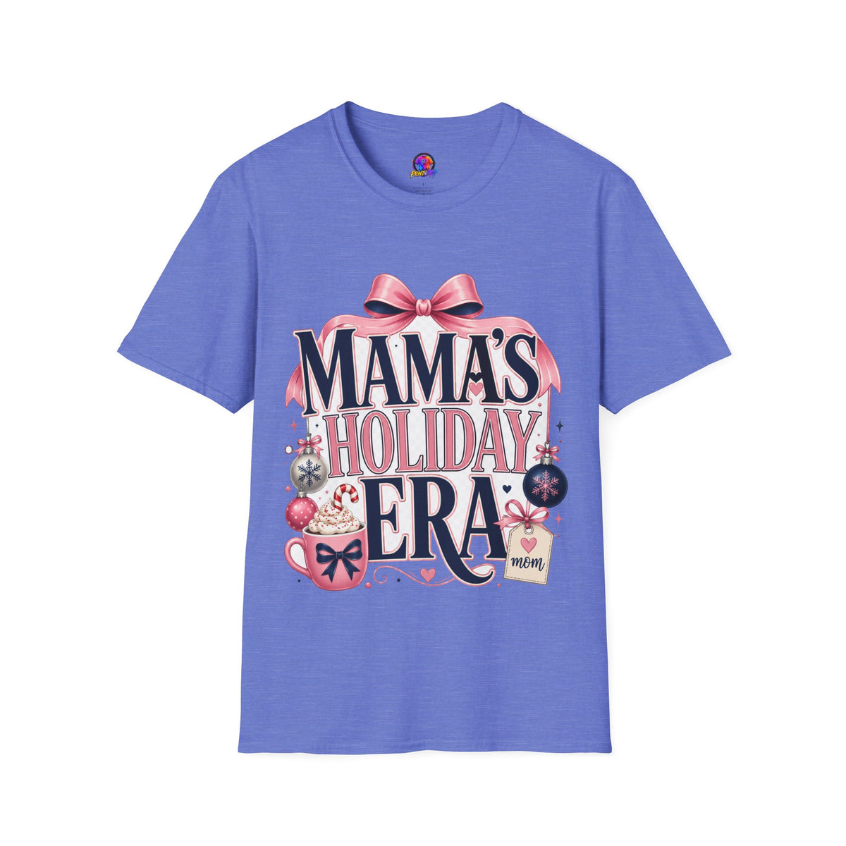 Mama's Holiday Era T-Shirt — Festive Pink Bow Christmas Tee for Moms