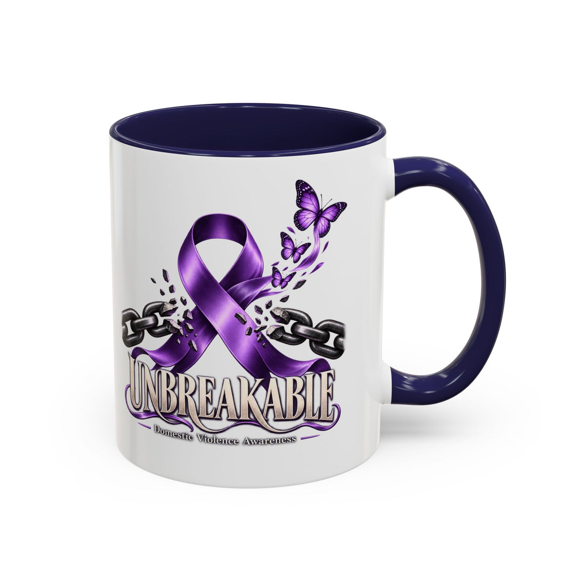 Unbreakable Purple Ribbon Coffee Mug —Domestic Violence Awareness Support Accent Mug