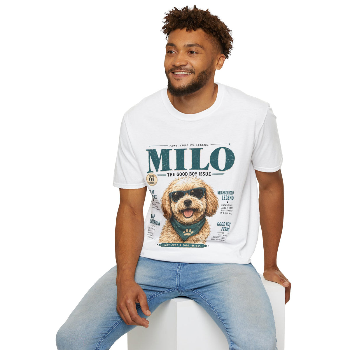 Milo 'The Good Boy Issue' T-Shirt — Cute Dog Magazine Cover Tee