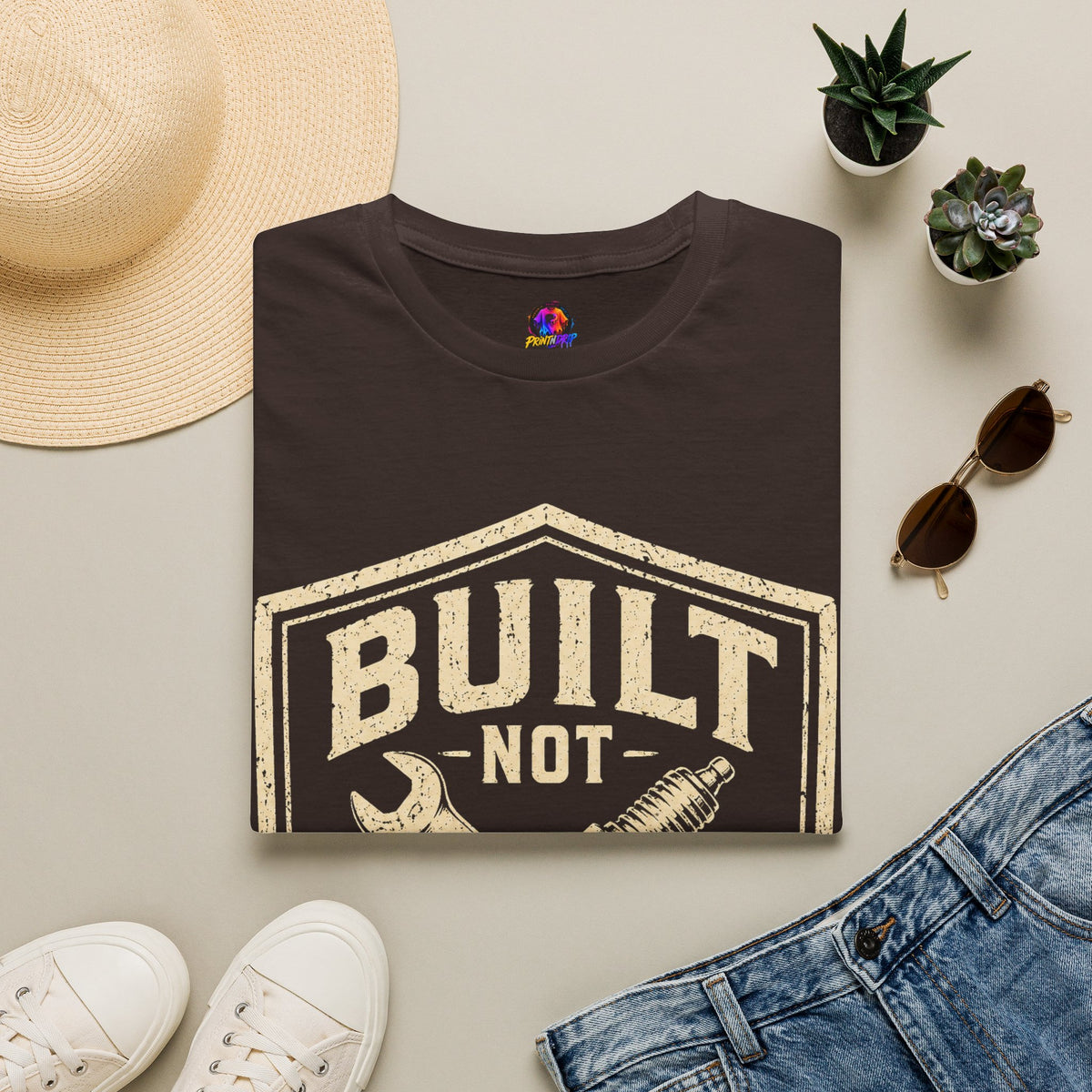 Built Not Bought T-Shirt — Vintage Mechanic Auto Repair Tee