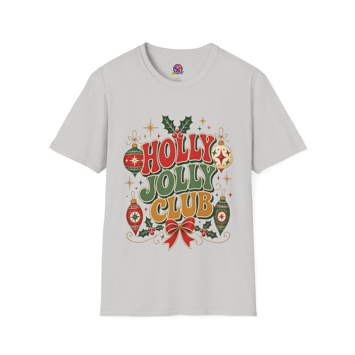 Holly Jolly Club Christmas T-Shirt — Retro Holiday Ornament Tee