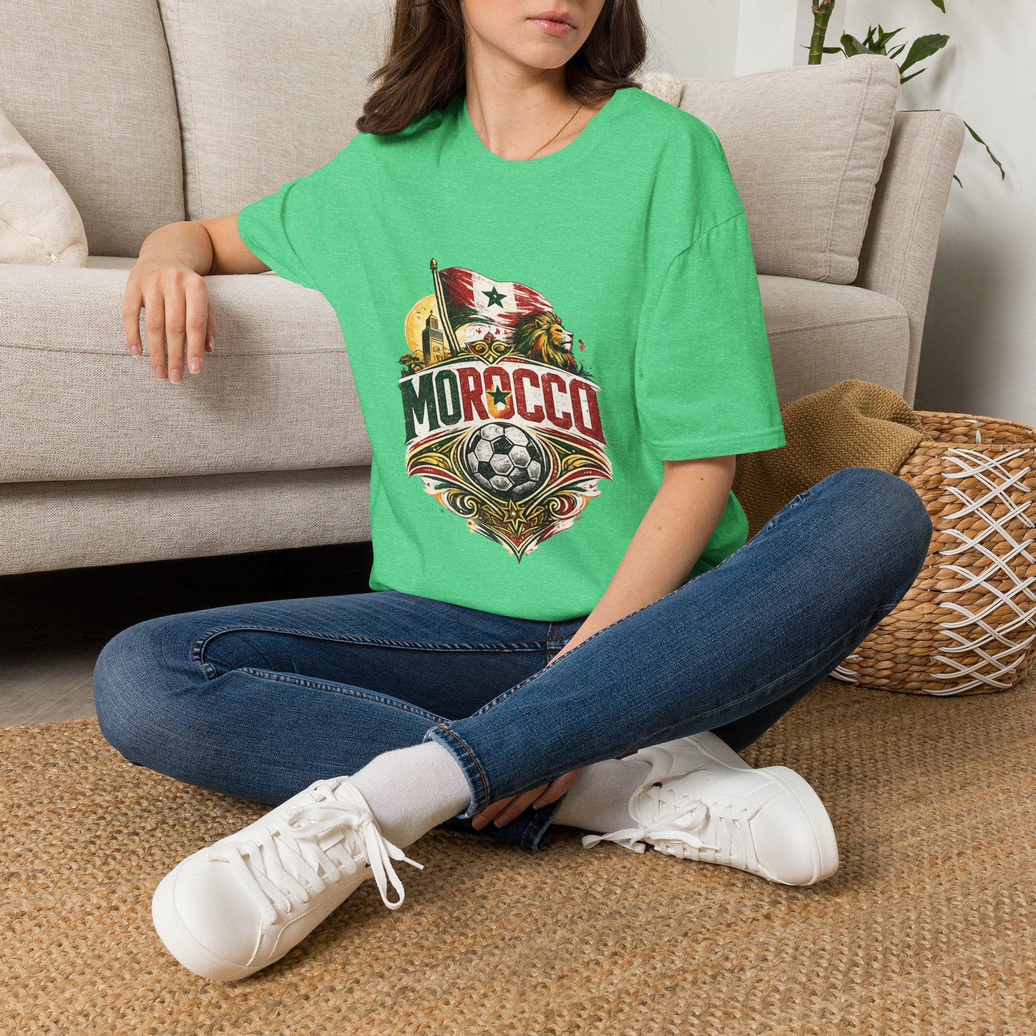 Morocco Soccer T-Shirt — Vintage Flag & Lion Football Tee
