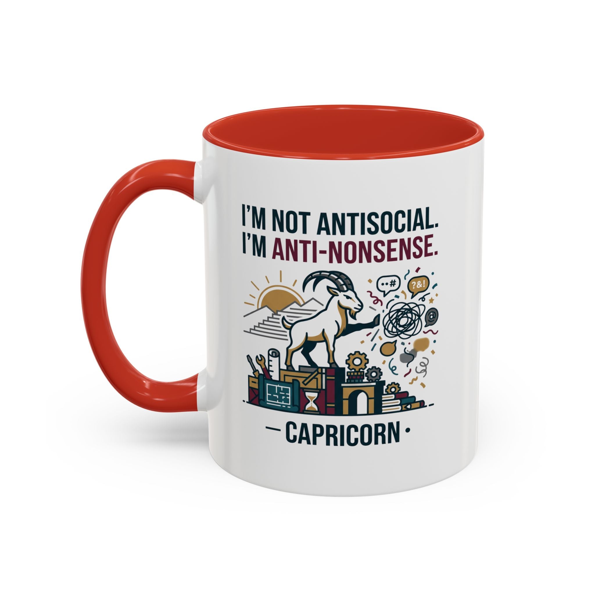 Capricorn Coffee Mug — "I'm Not Antisocial, I'm Anti-Nonsense" Accent Mug