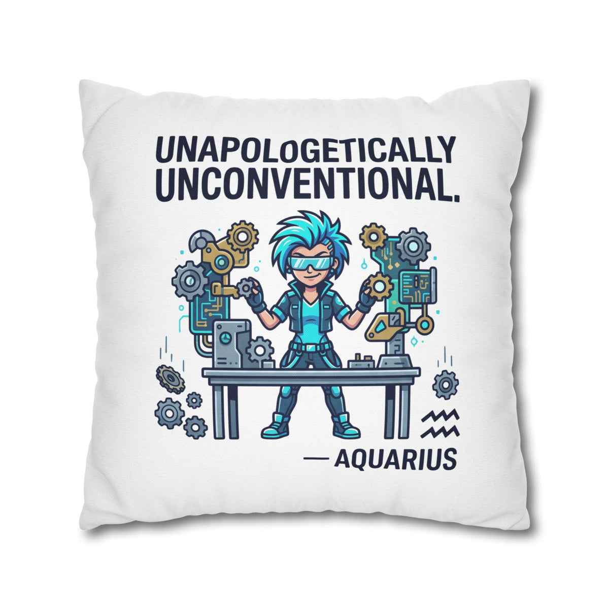 Aquarius Zodiac Spun Polyester Square Pillowcase