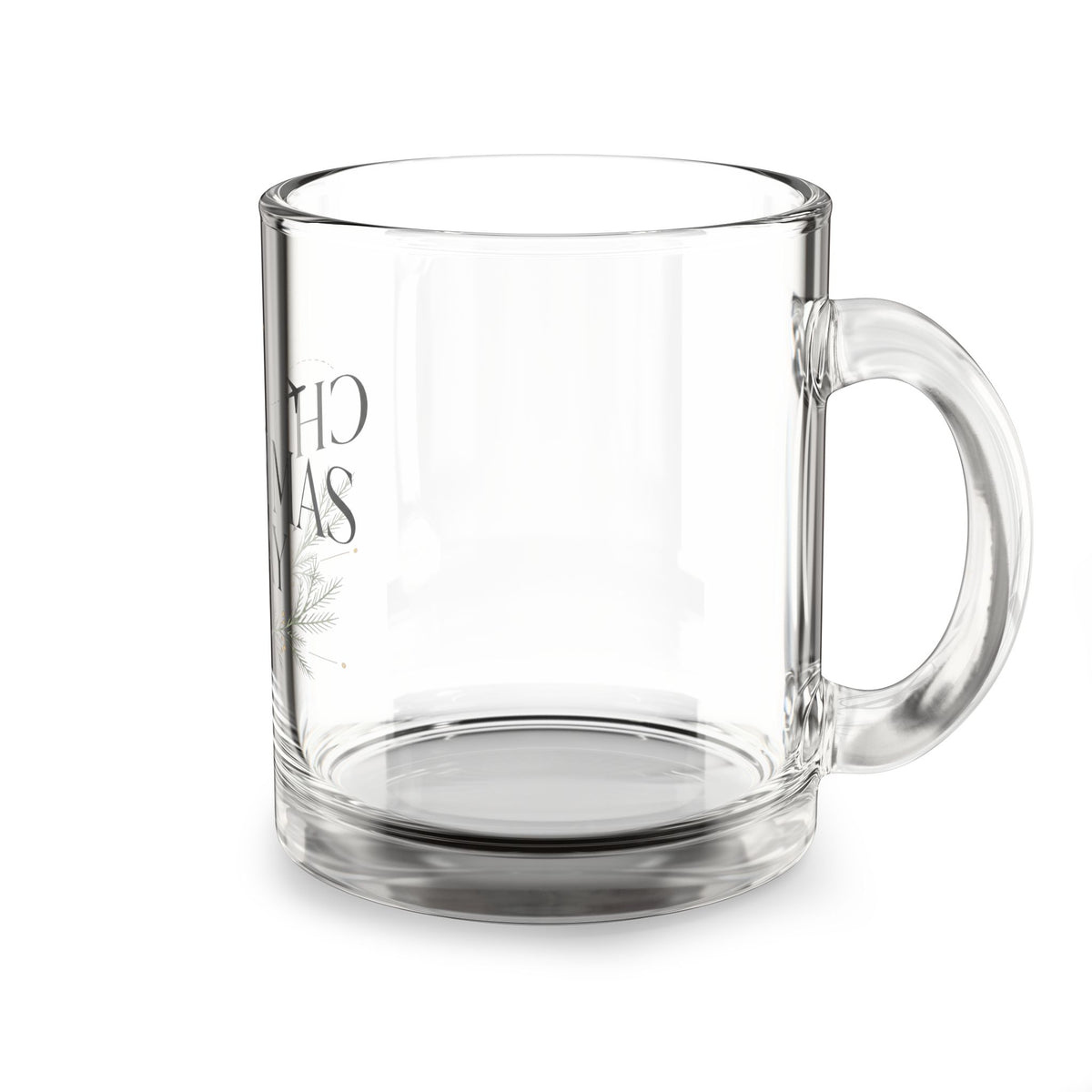 Christmas Glass Mug — "Christmas Away" Travel Holiday Coffee Cup (10 oz)