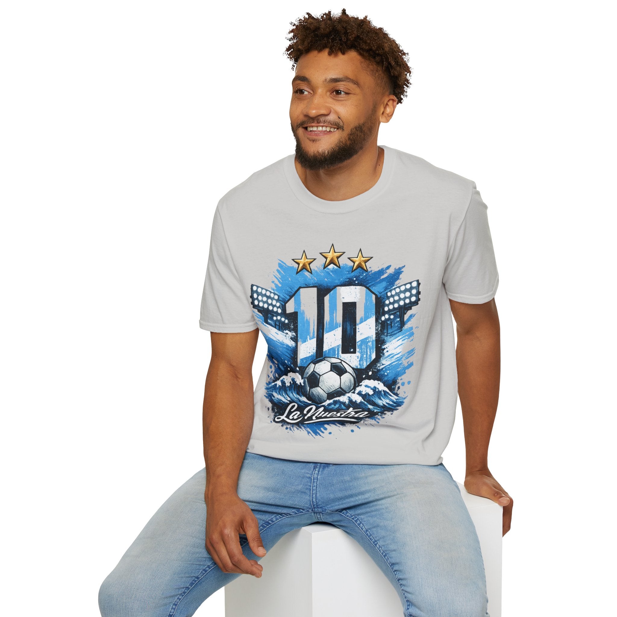 Argentina Soccer Fan T-Shirt — 'La Nuestra' #10 Jersey Design