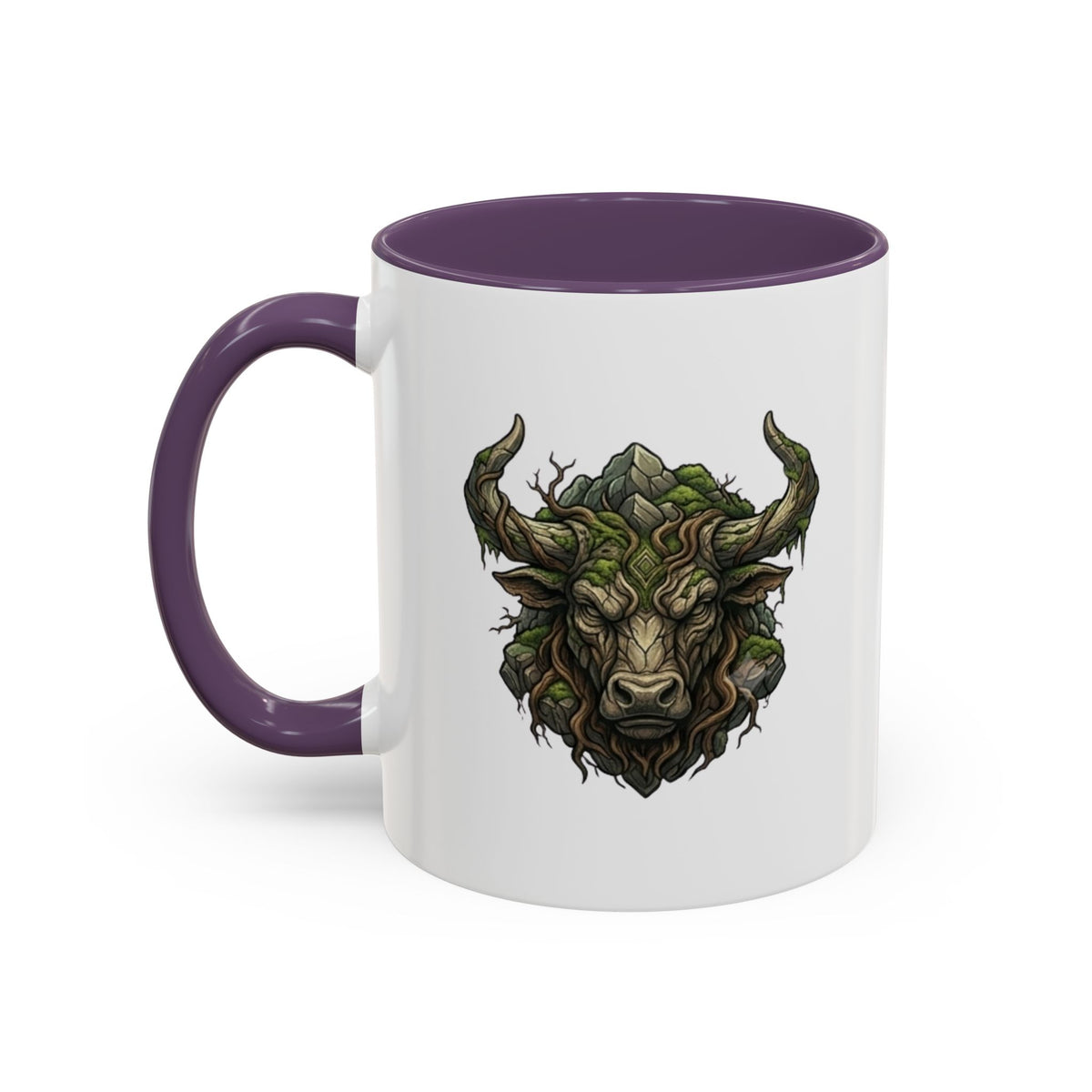 Taurus Bull Nature Coffee Mug — Rustic Green Bull Head Accent Mug