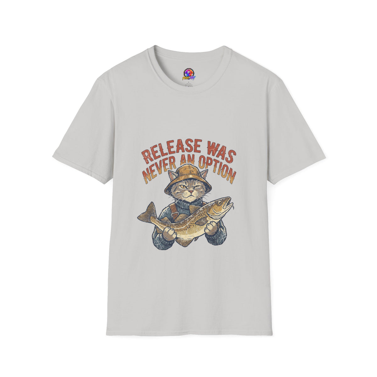 Funny And Witty Fishing Cat T-Shirt – "Release Was Never An Option" Vintage Angler Tee