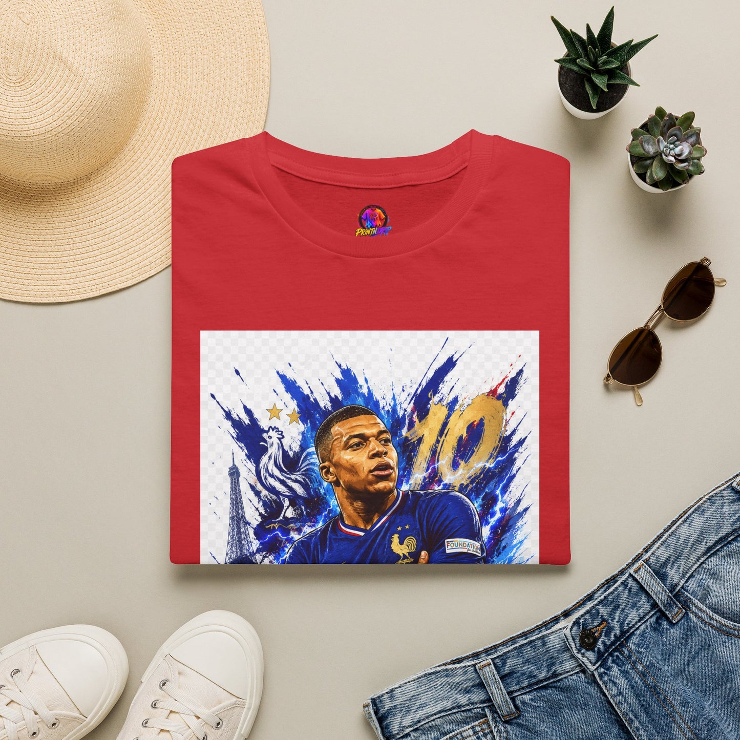 France Mbappé Soccer T-Shirt — #10 Blue Action Portrait Tee
