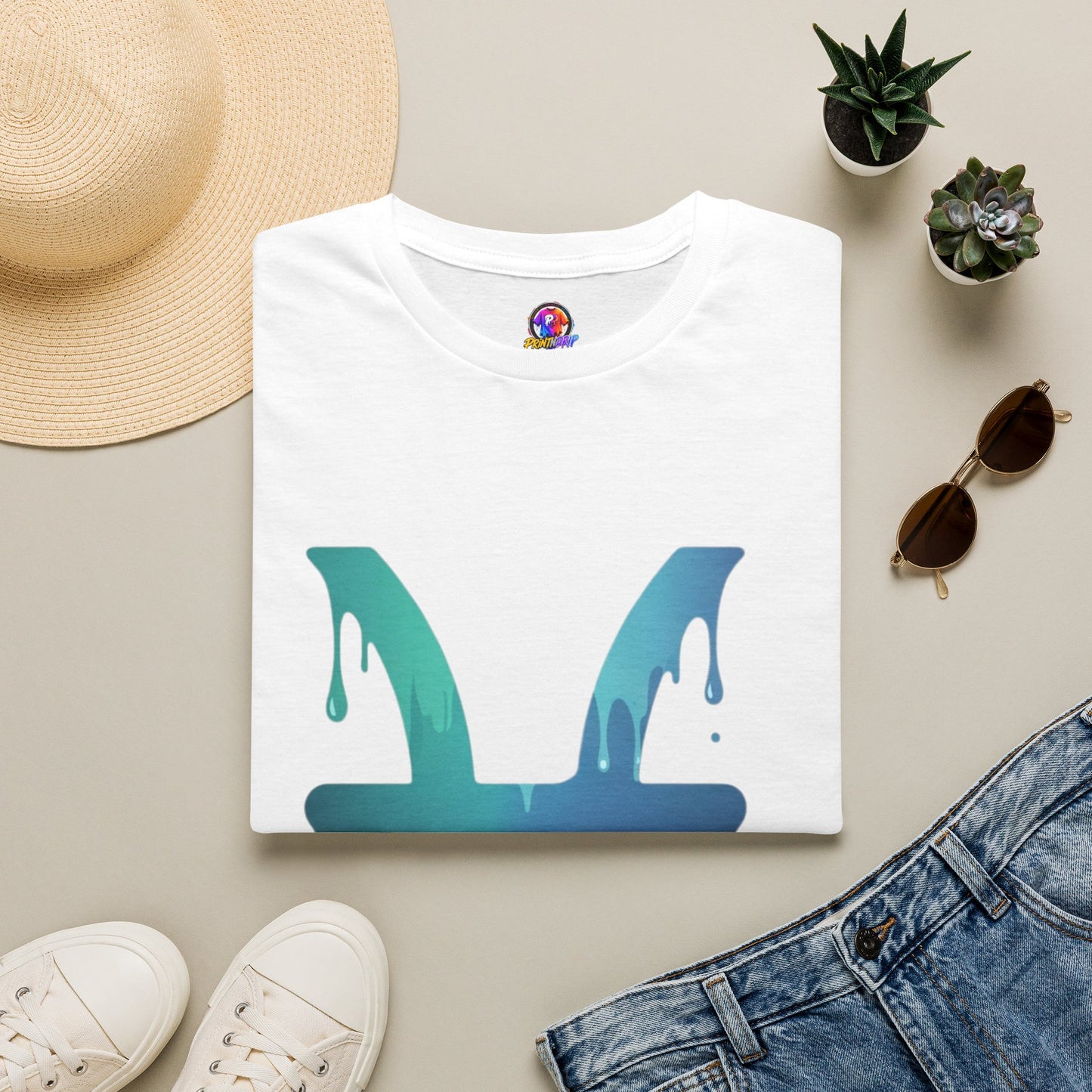 Pisces Drip Zodiac T-Shirt — Blue Gradient Astrological Tee