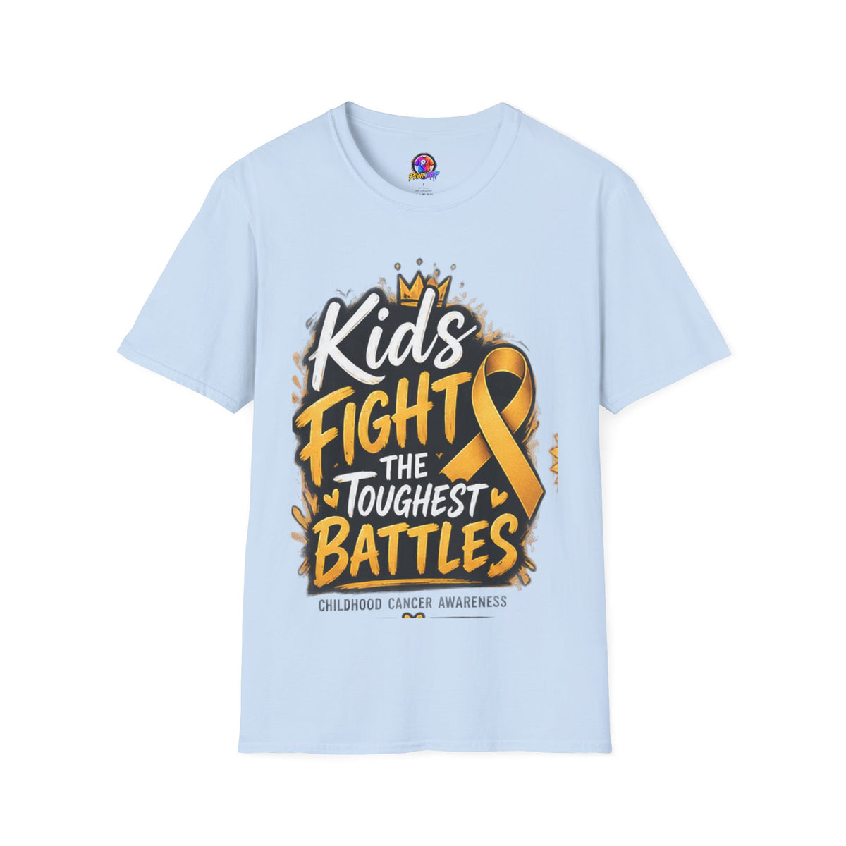 Children's Cancer Awareness T-Shirt — "Kids Fight The Toughest Battles" Gold Ribbon