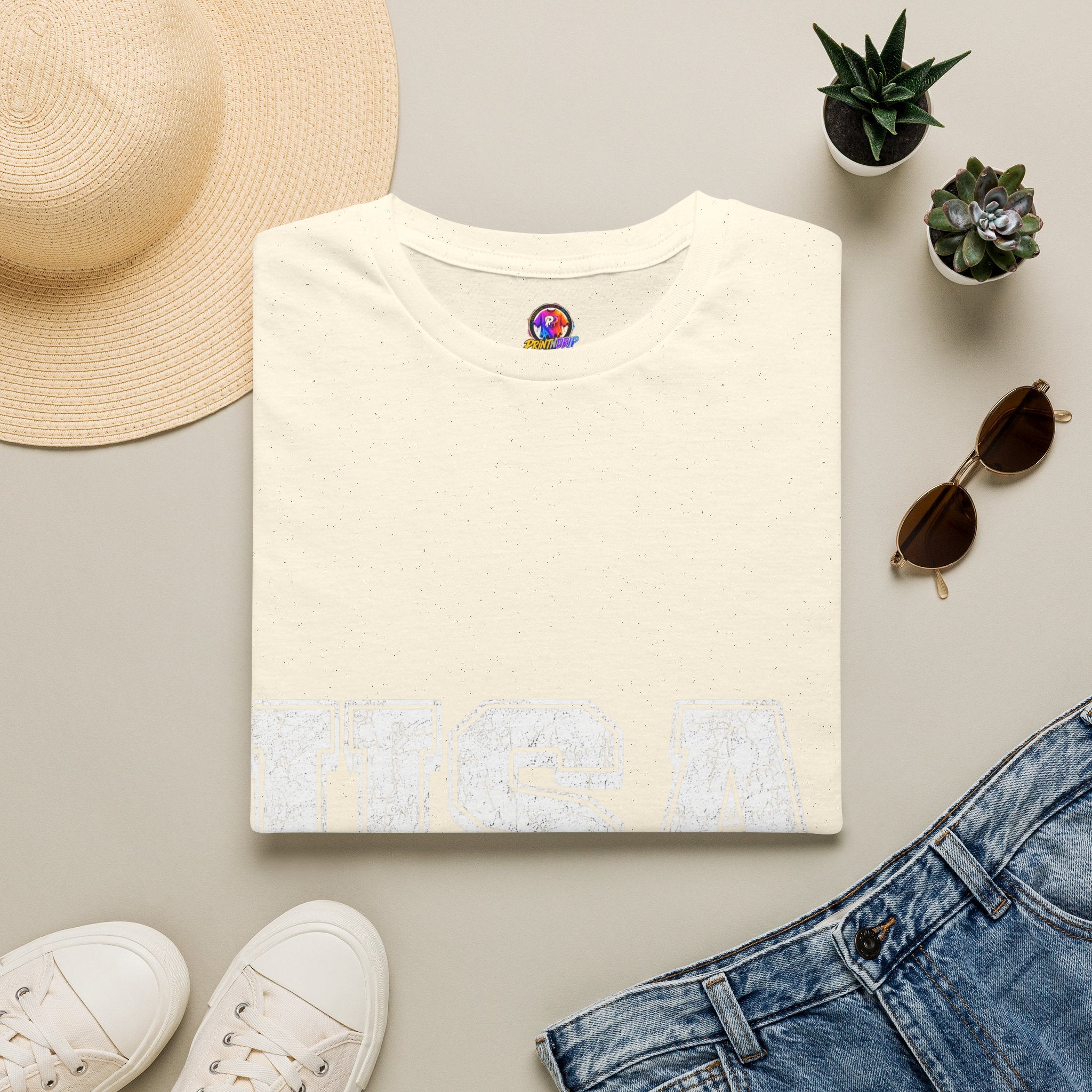 USA Vintage Block T-Shirt — Patriotic Americana Graphic Tee