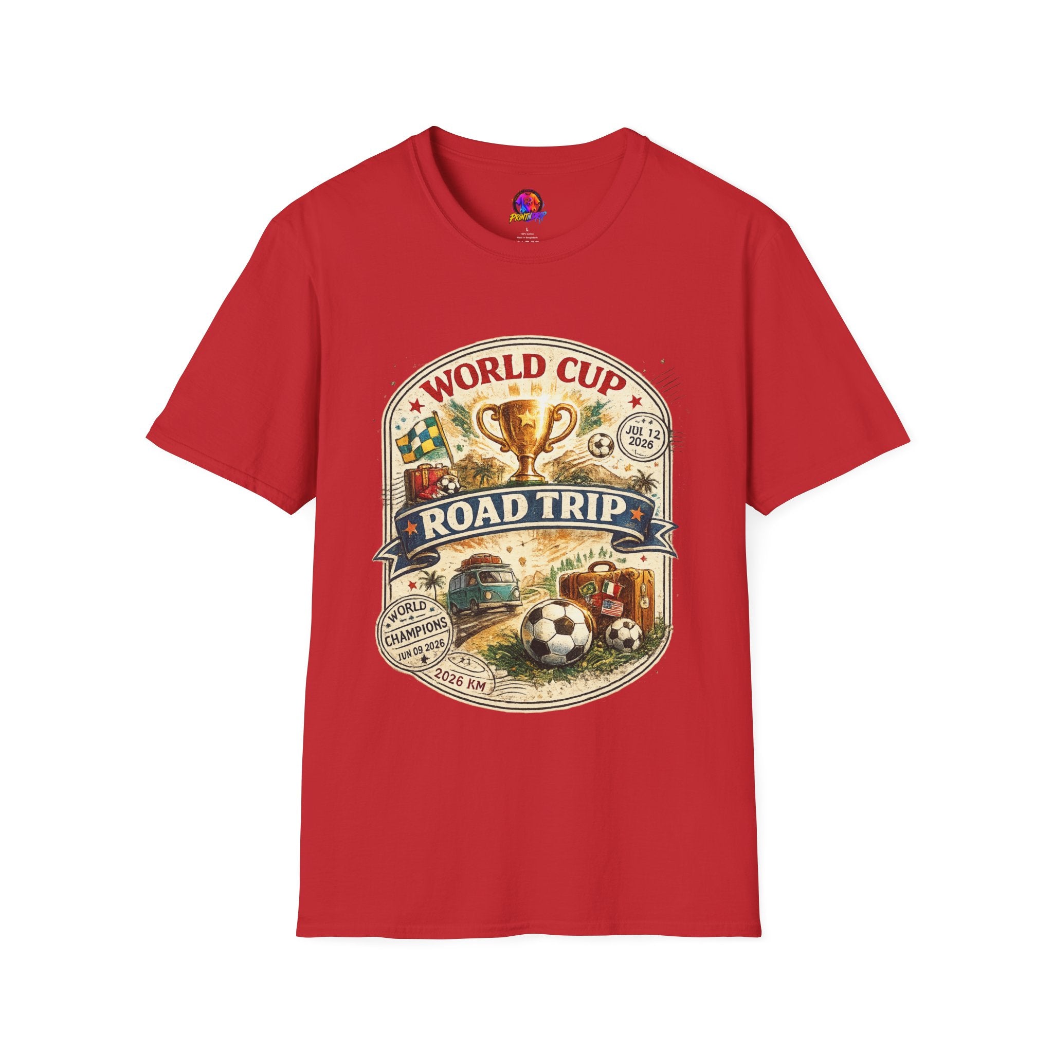World Cup Road Trip T-Shirt — Vintage Soccer Trophy Design