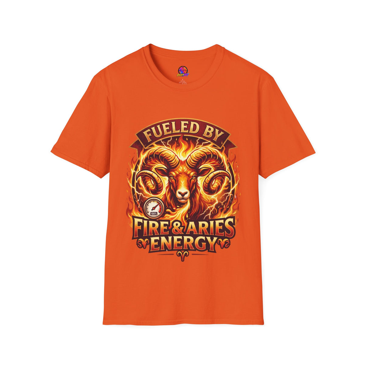 Aries Zodiac Fueled By Fire & Aries Energy T-Shirt — Zodiac Ram Graphic Tee