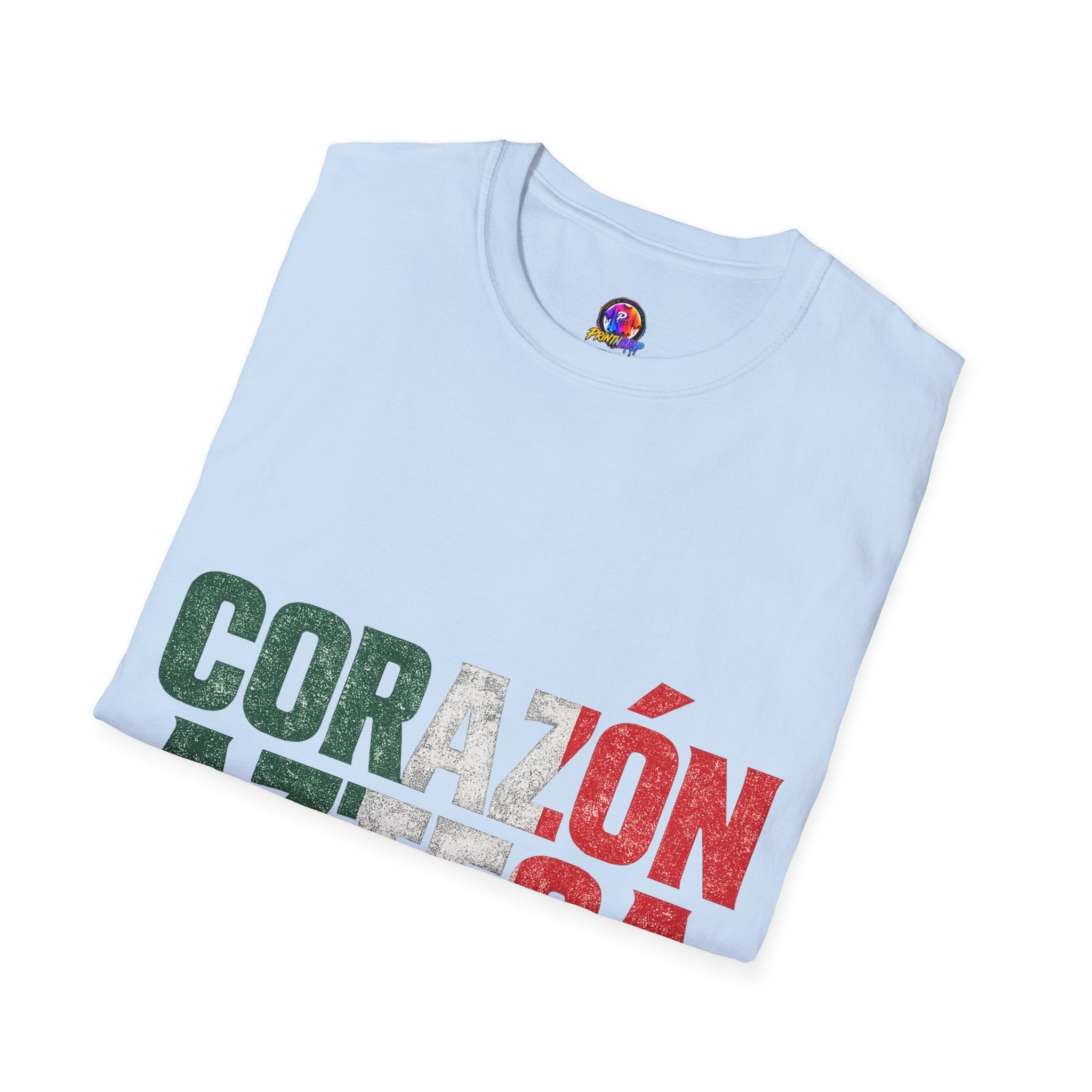 Mexico Corazón Azteca T-Shirt — Mexican Pride Flag Text Tee