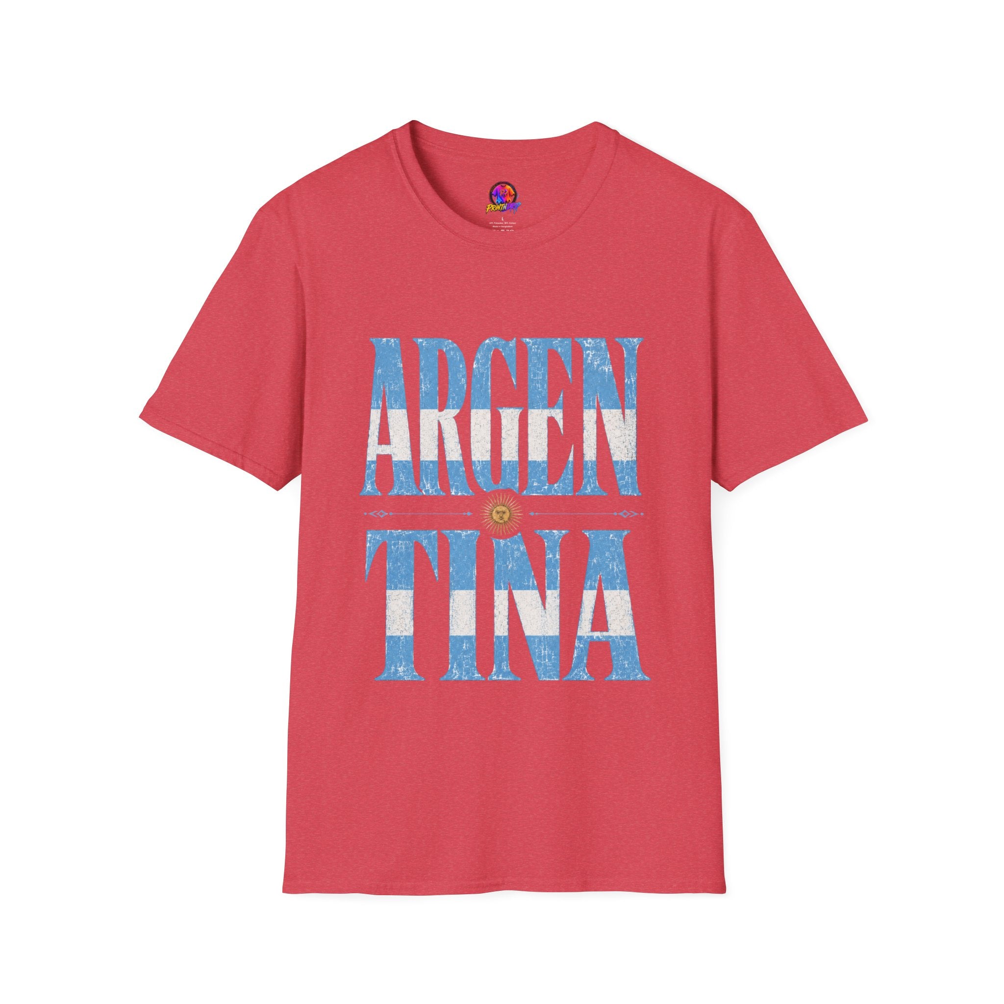 Argentina Flag Graphic T‑Shirt — Vintage Blue Distressed Typography