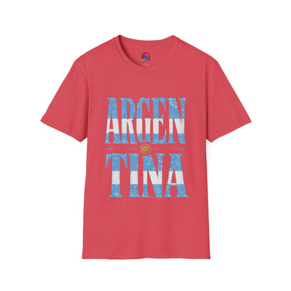 Argentina Flag Graphic T‑Shirt — Vintage Blue Distressed Typography