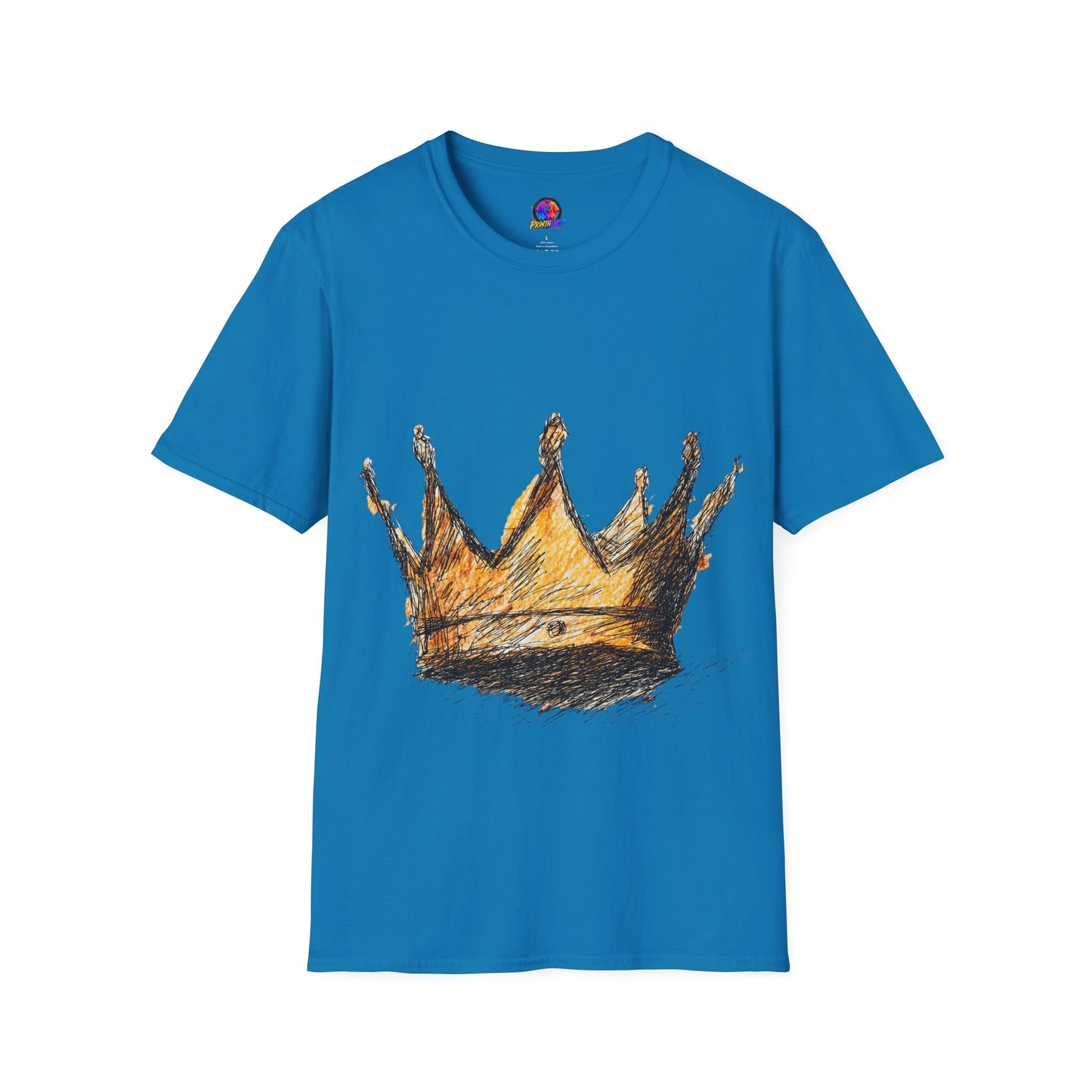 Crowned Sketch T‑Shirt — Hand‑Drawn Gold Crown Graphic Tee