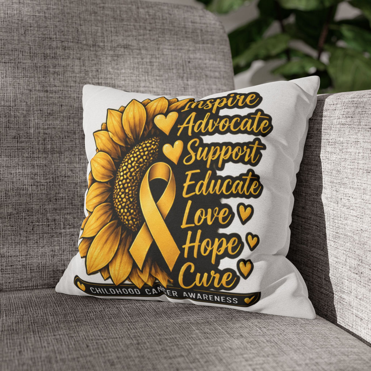Childhood Cancer Awareness Sunflower Support Pillowcase