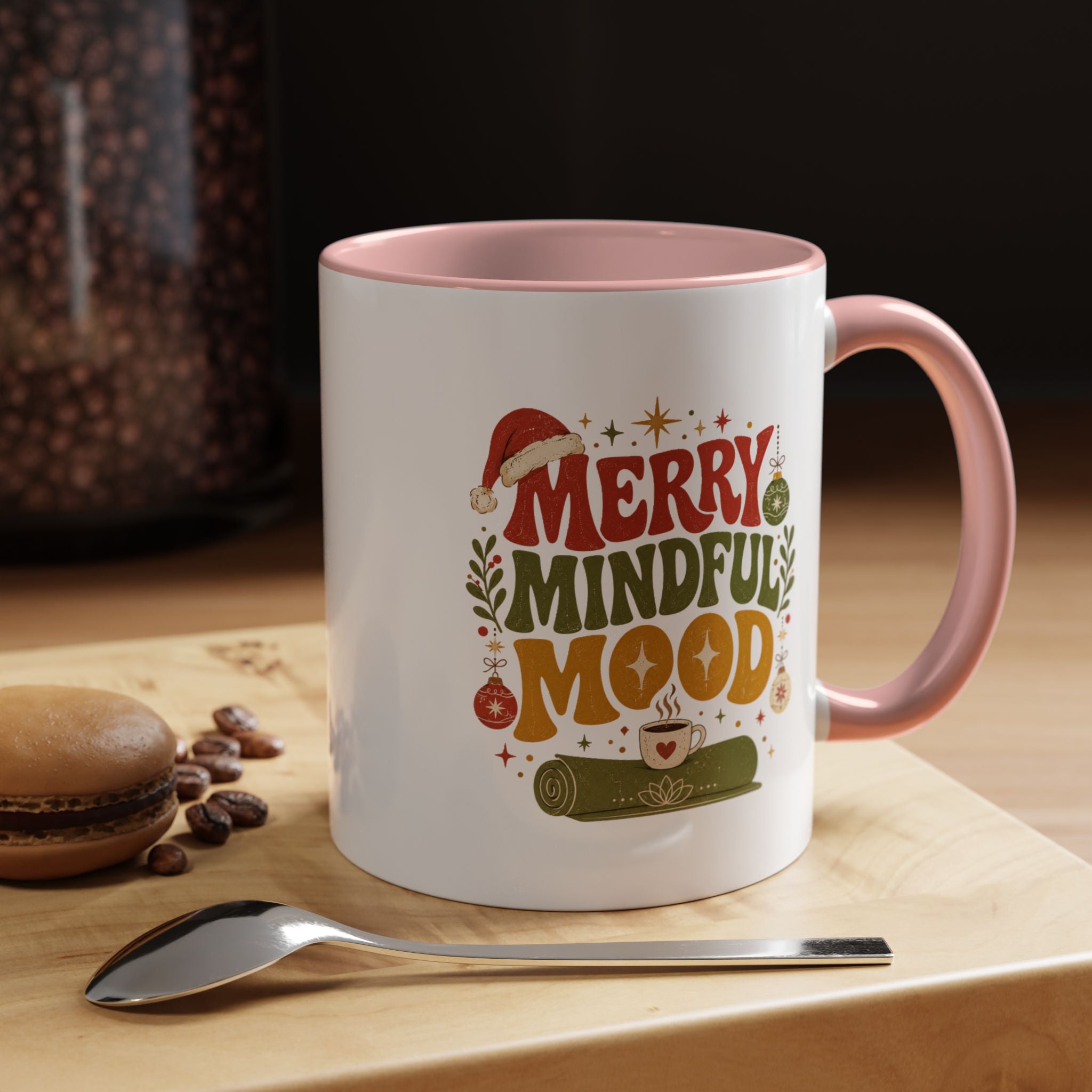 Modern Day Christmas Merry Mindful Mood Coffee Mug — Holiday Yoga & Relaxation Gift