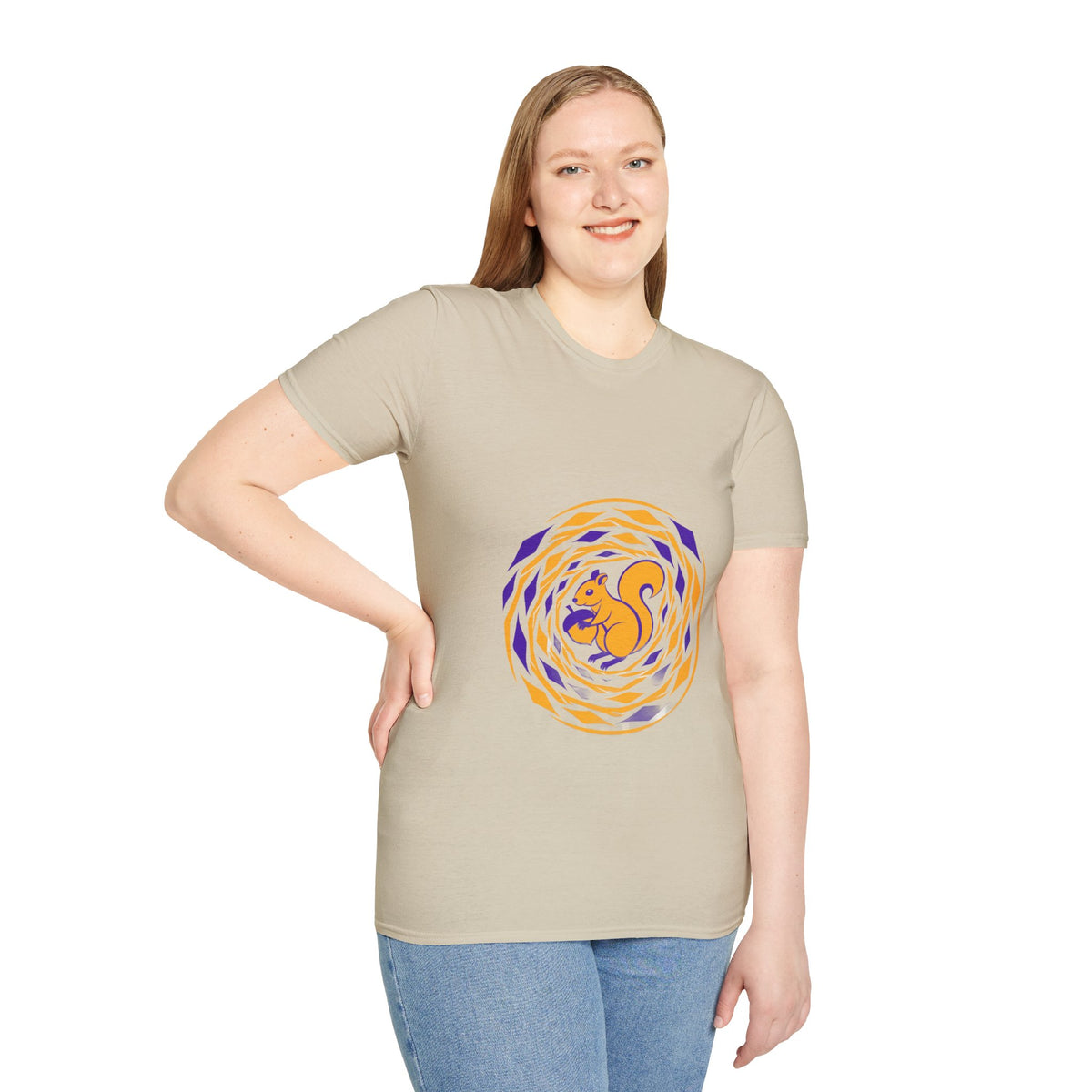 Squirrel Swirl Graphic T-Shirt — Playful Orange & Purple Nature Tee - Trending Now - September 2026