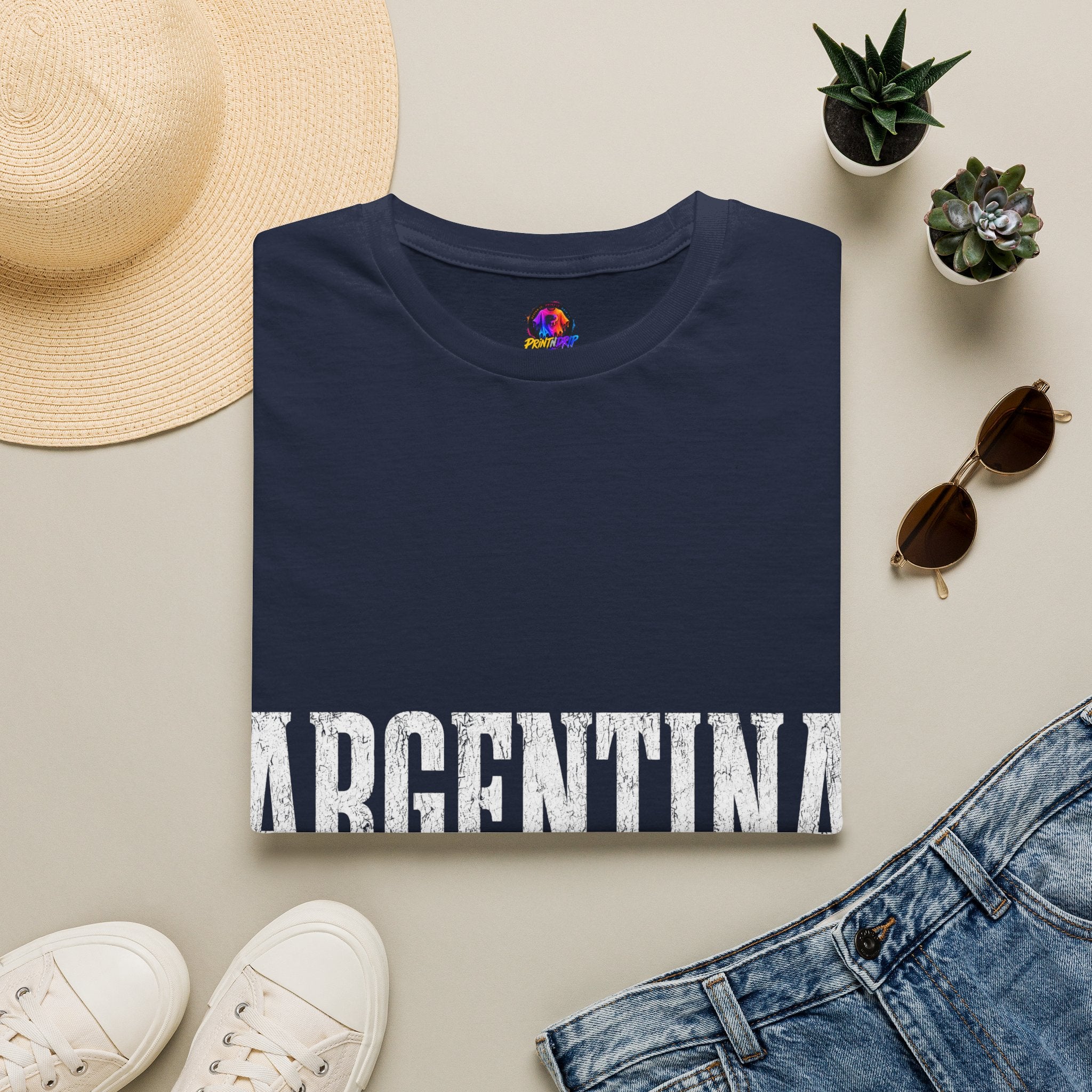 Argentina Graphic T-Shirt — Retro Flag Stripe Football Soccer Tee