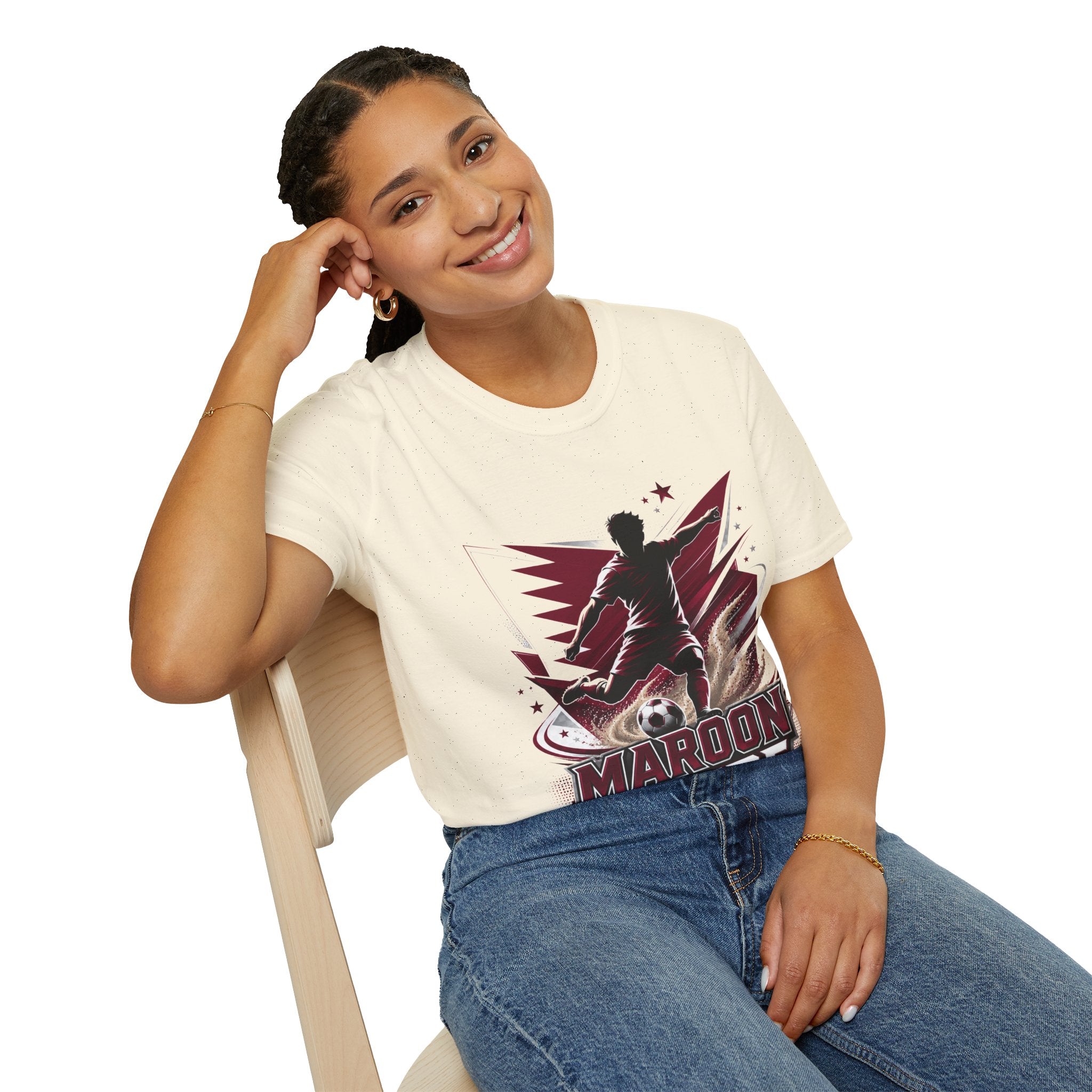 Qatar Maroon Pride Soccer T-Shirt — Silhouette Player Graphic Tee