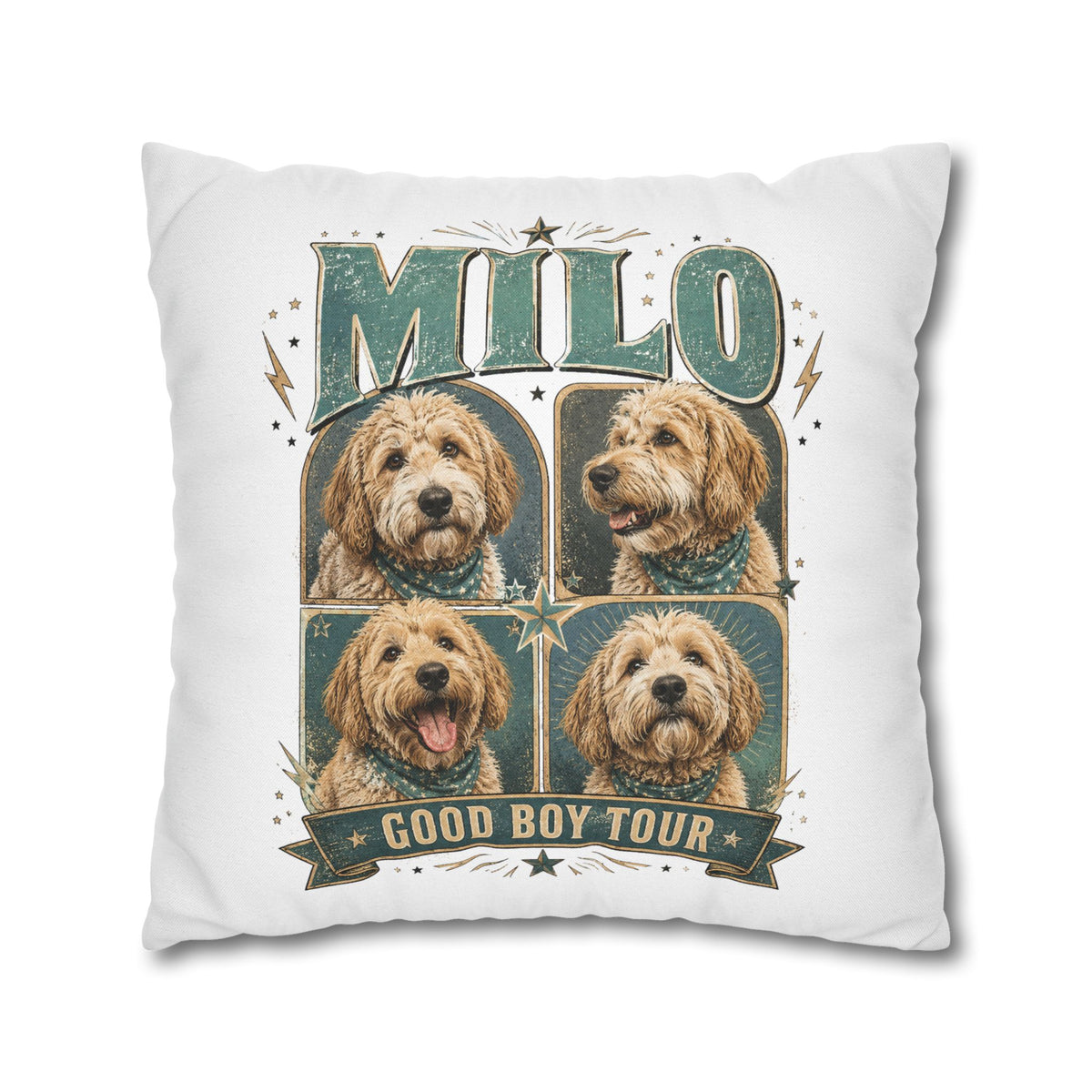 Milo "Good Boy Tour" Dog Photo Pillowcase Milo Bailey Dog Dad Mom