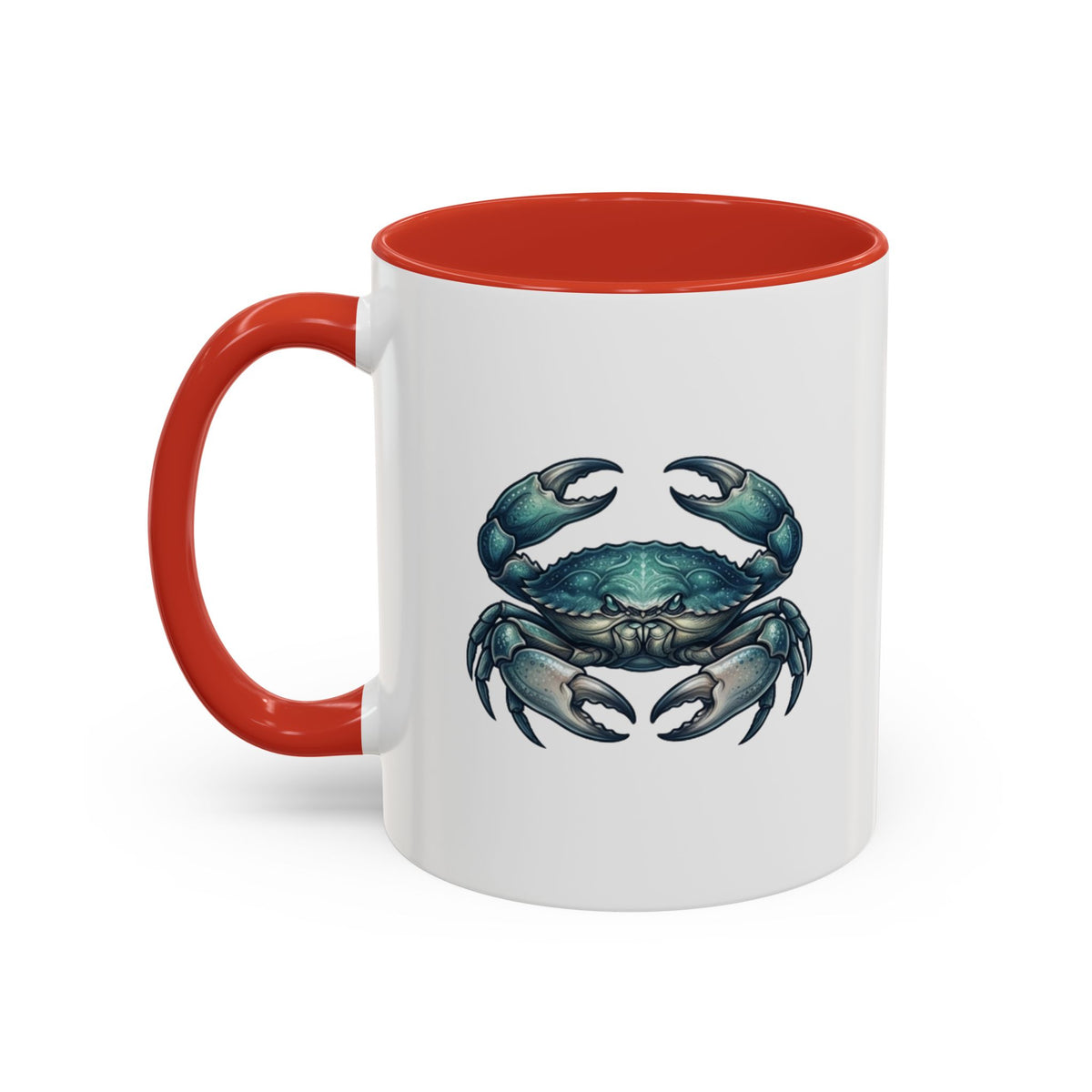 Cancer Zodiac Blue Crab Accent Coffee Mug — Nautical Beach Home Decor Gift