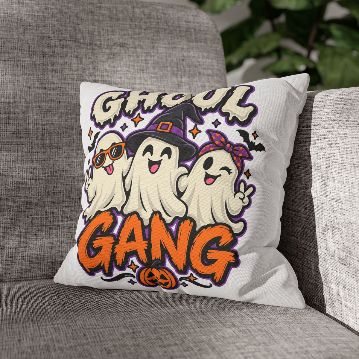 Ghoul Gang Halloween Throw Pillowcase — Cute Ghosts Decorative Pillow Cover