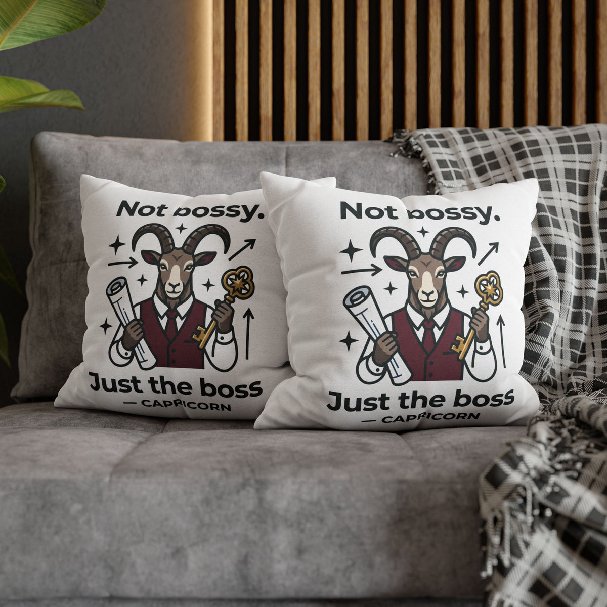 Capricorn Pillowcase — “Not Bossy, Just the Boss” Zodiac Gift