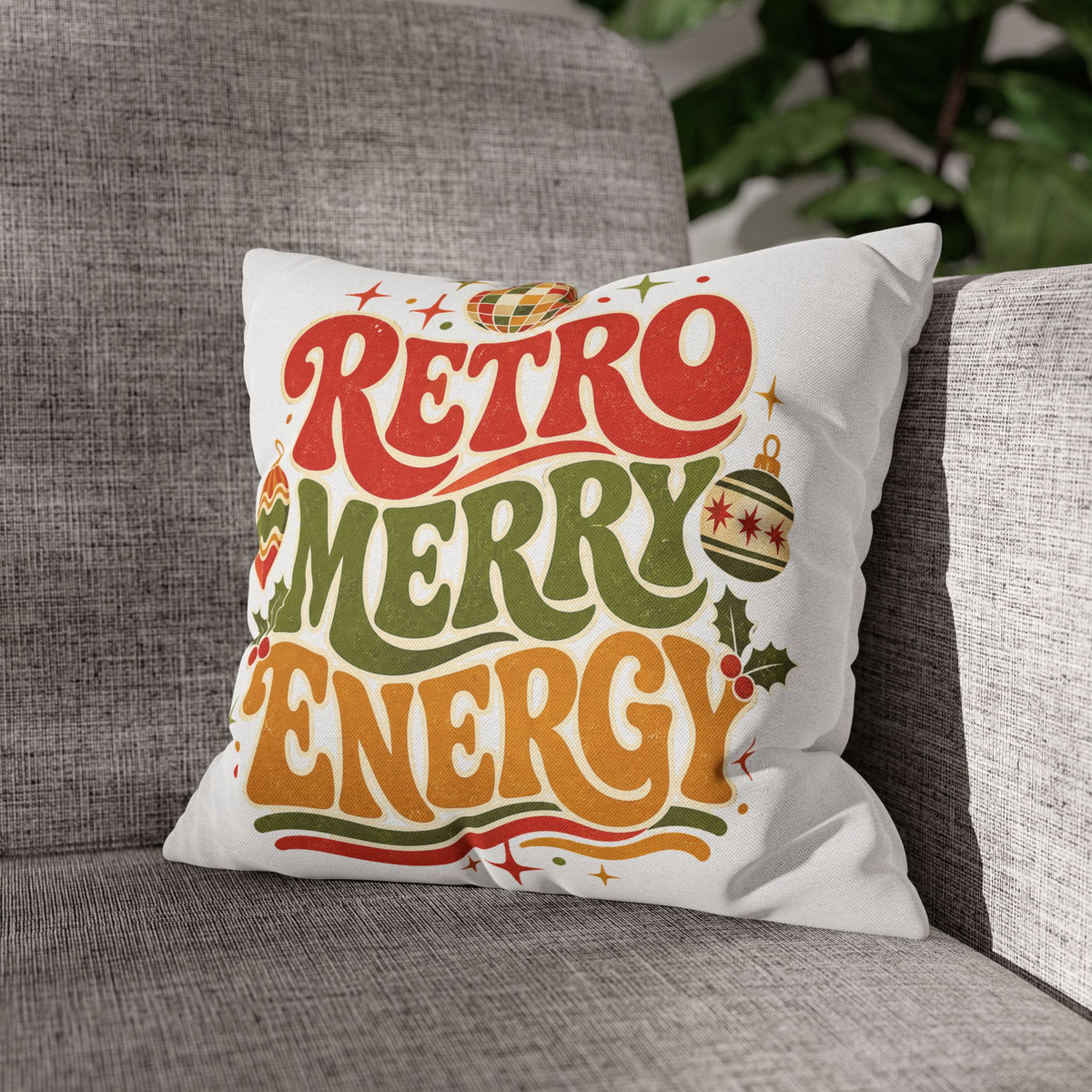 Retro Merry Energy Holiday Pillowcase Modern Day Christmas