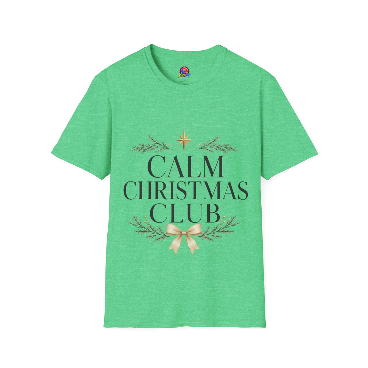 Calm Christmas Club T-Shirt — Holiday Relaxed Tee with Star & Pine Design