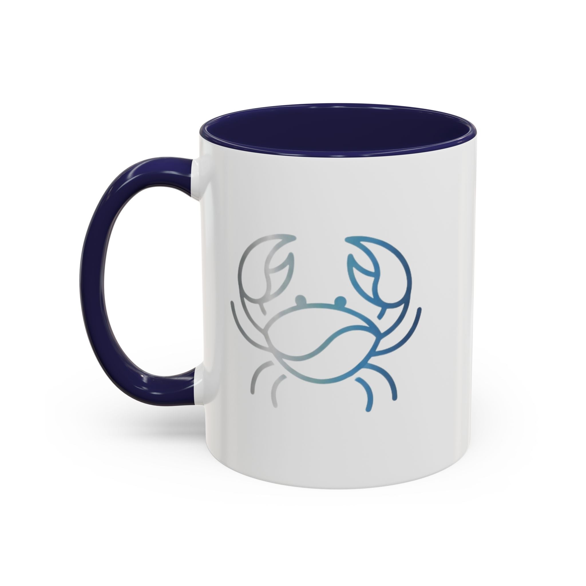 Crab Accent Coffee Mug — Minimal Coastal Zodiac Crab Design