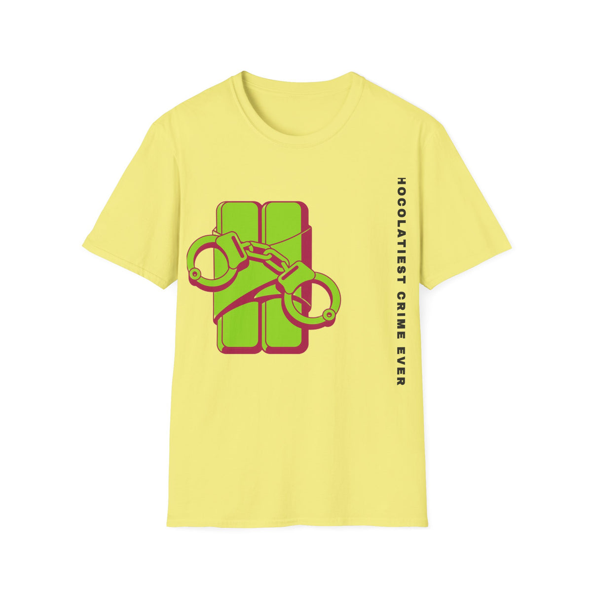 Chocolateie Graphic T‑Shirt — Green Candy Bar with Handcuffs Design - Trending Now - September 2026