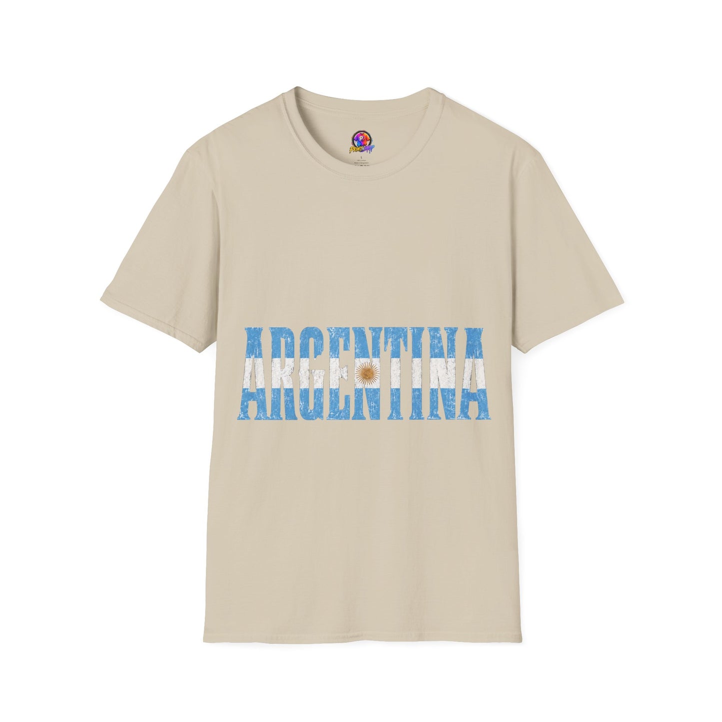 Argentina Flag Stripe T-Shirt — Vintage Blue 'ARGENTINA' Graphic Tee