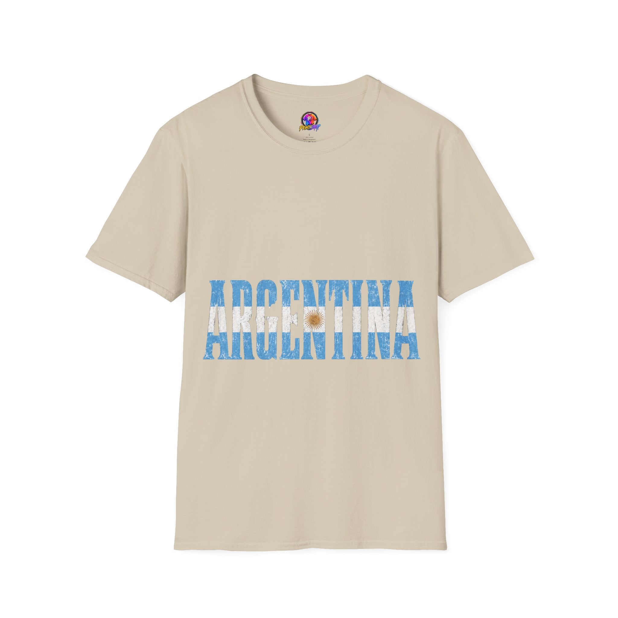 Argentina Flag Stripe T-Shirt — Vintage Blue 'ARGENTINA' Graphic Tee