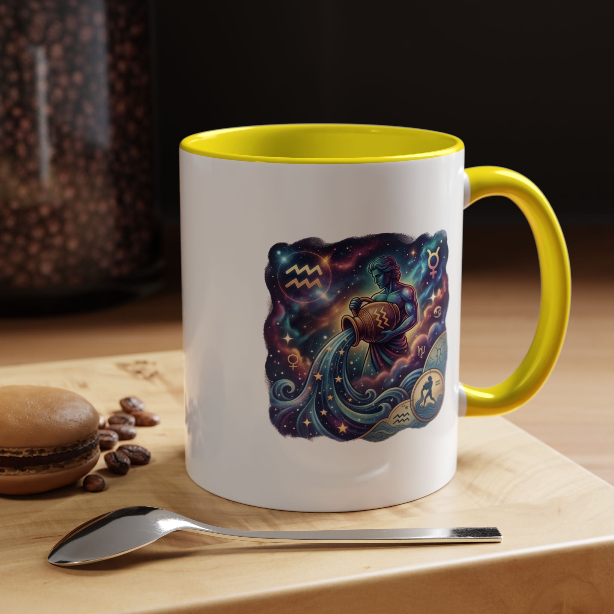 Aquarius Zodiac Coffee Mug — Celestial Water Bearer Accent Mug