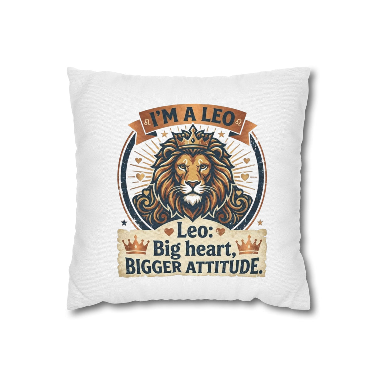Leo Zodiac Big Heart Big Attitude Spun Polyester Square Pillowcase