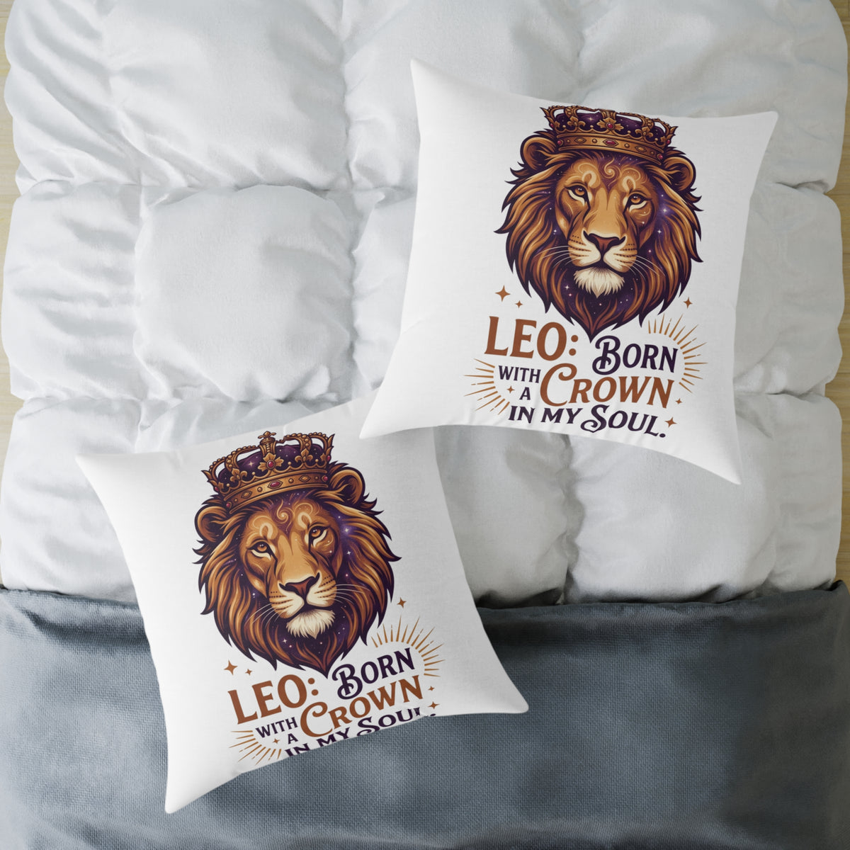 Leo Zodiac Born With A Crown Square Poly Canvas Pillow