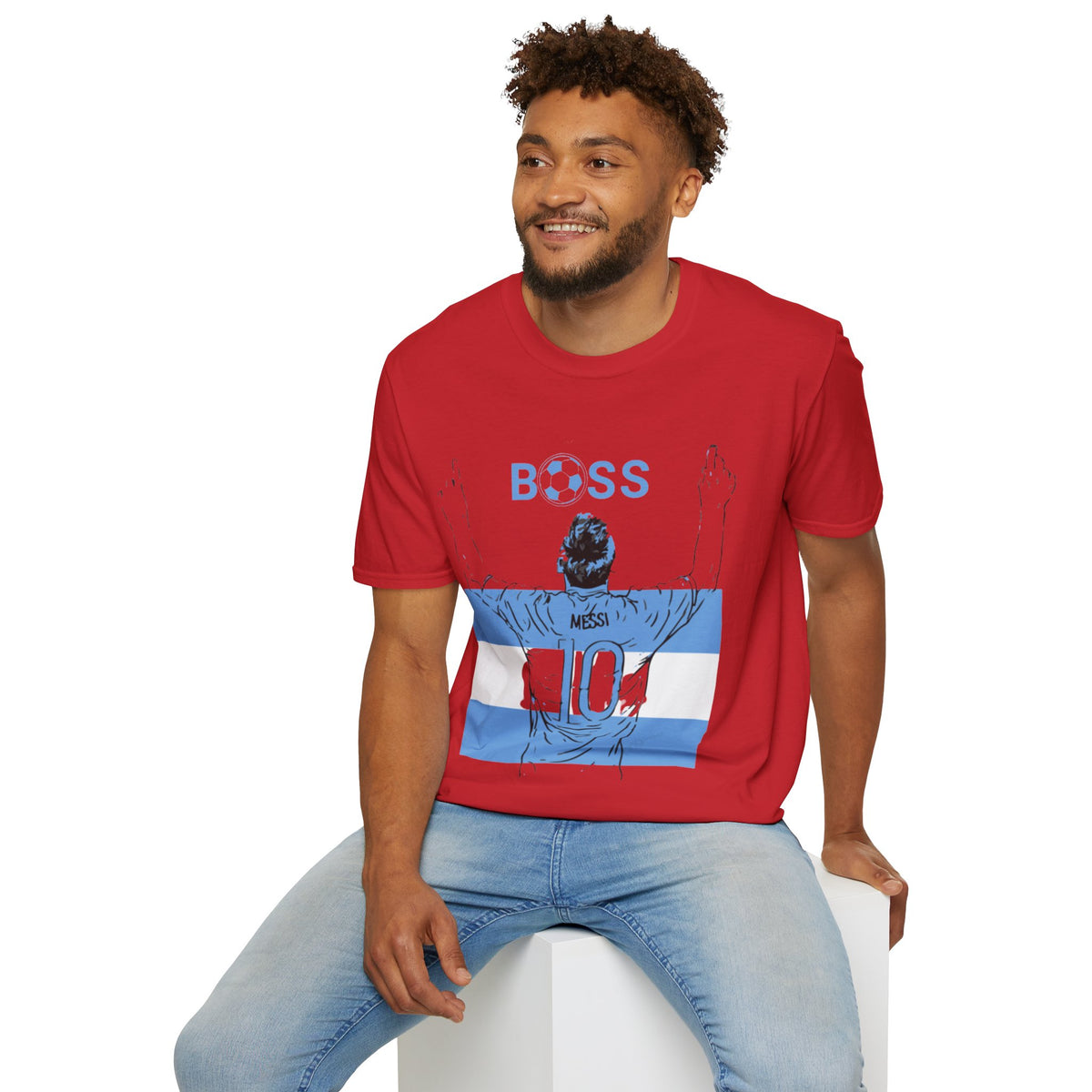 Soccer Boss T‑Shirt — 'BOSS' Striped Football Player Graphic Tee