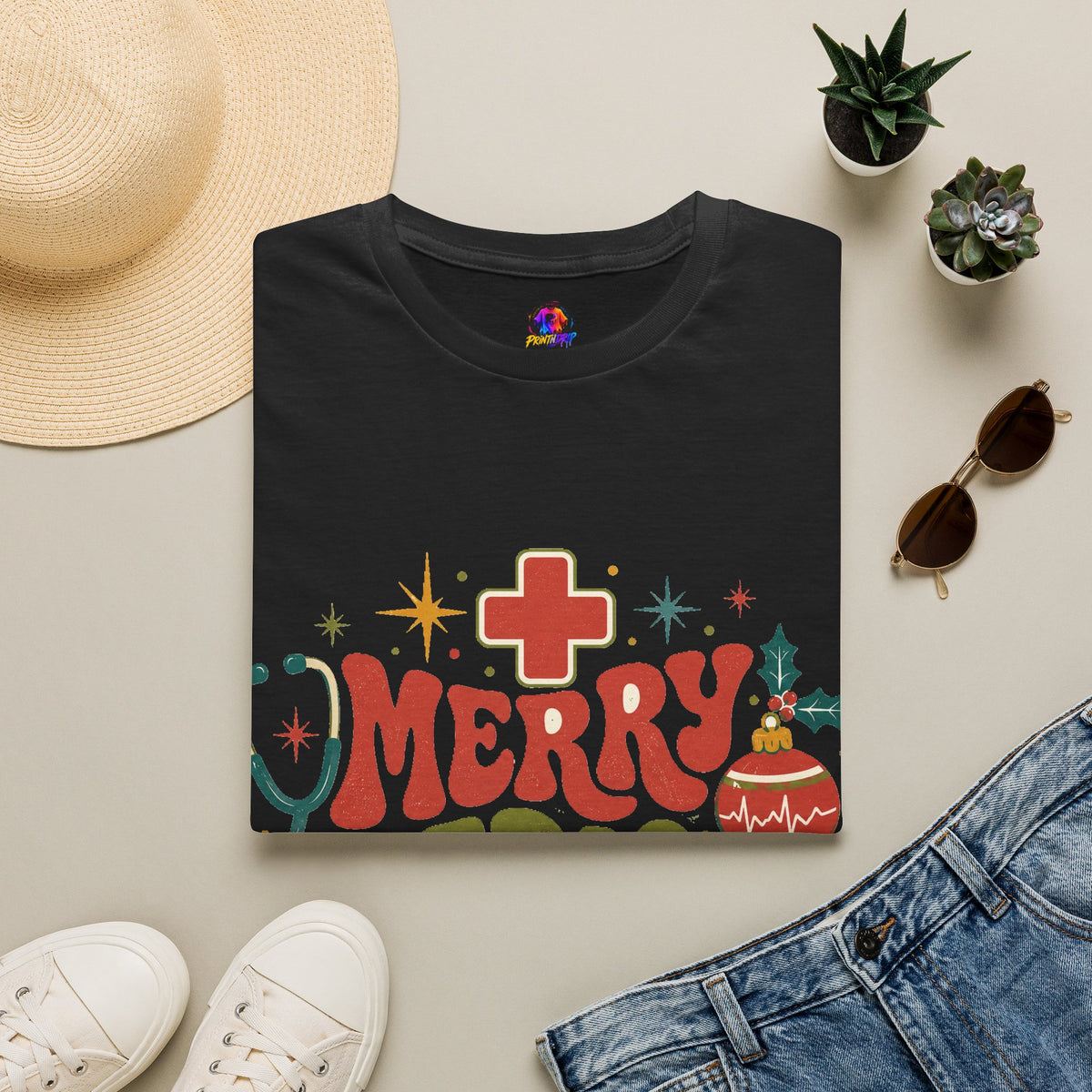 Merry Medical Mood T-Shirt — Christmas Nurse & Healthcare Holiday Tee