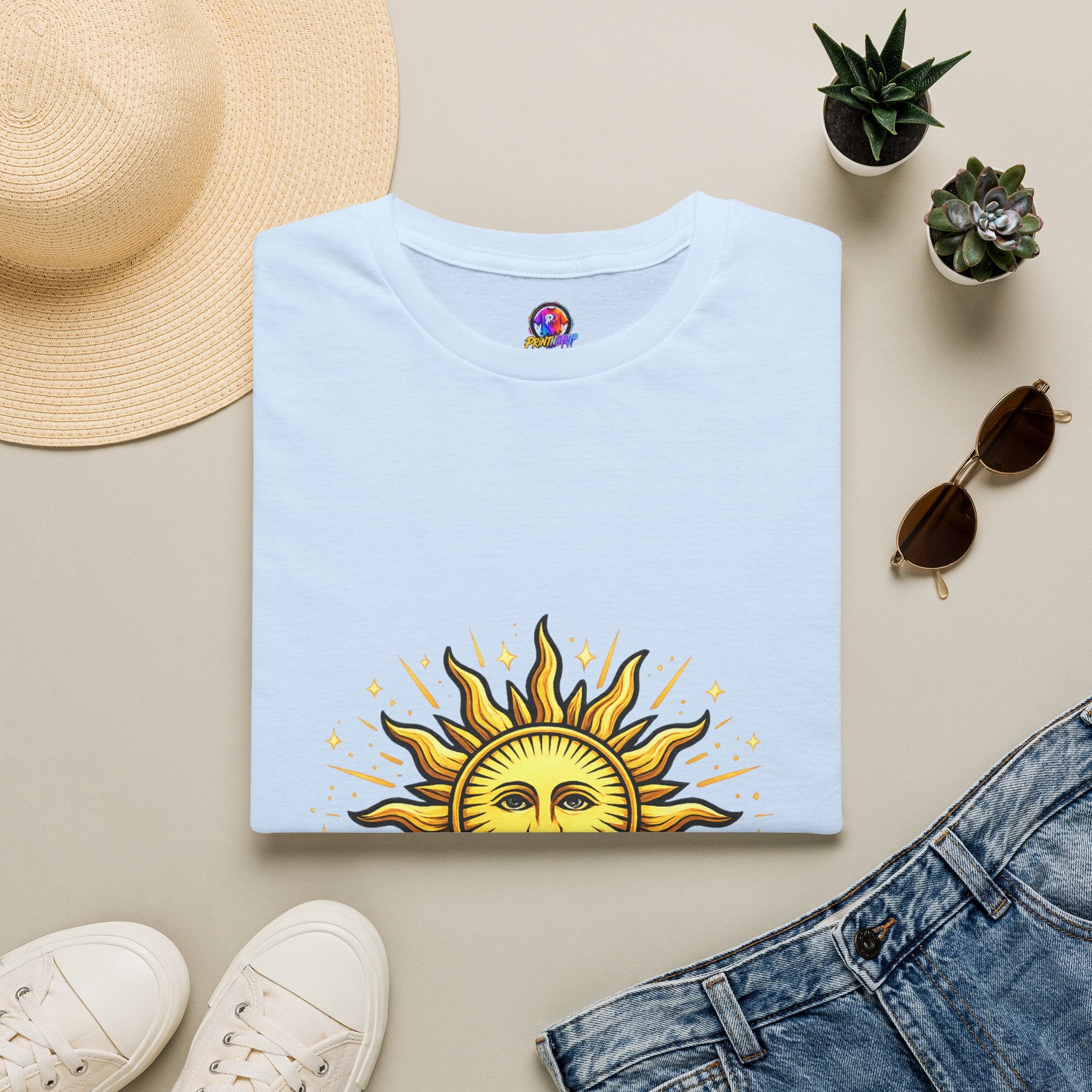 Argentina Sun Face Soccer T-Shirt — Retro Celestial Football Tee