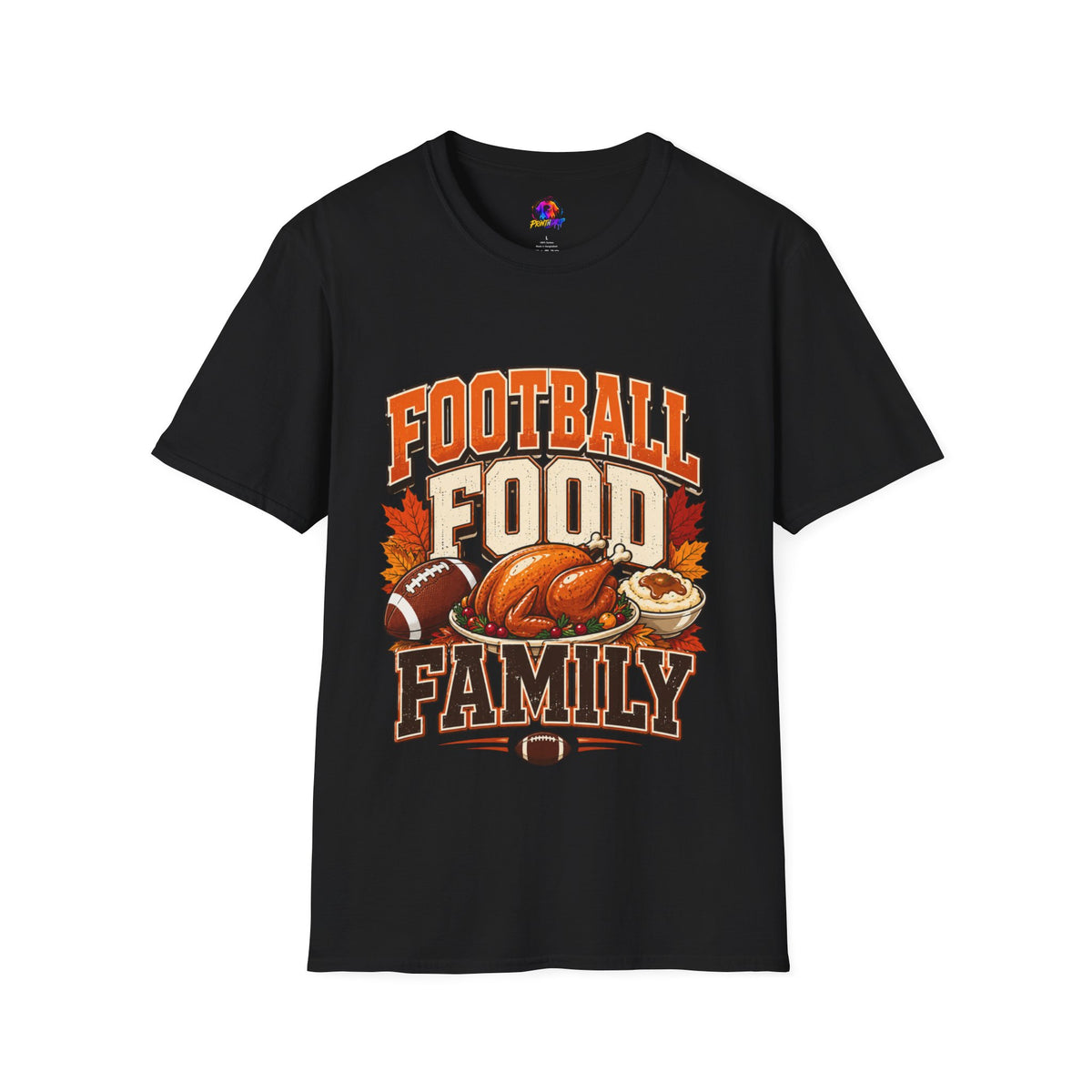 Thanksgiving T-Shirt Football Food Family T-Shirt — Thanksgiving Tailgate Tee for Fans
