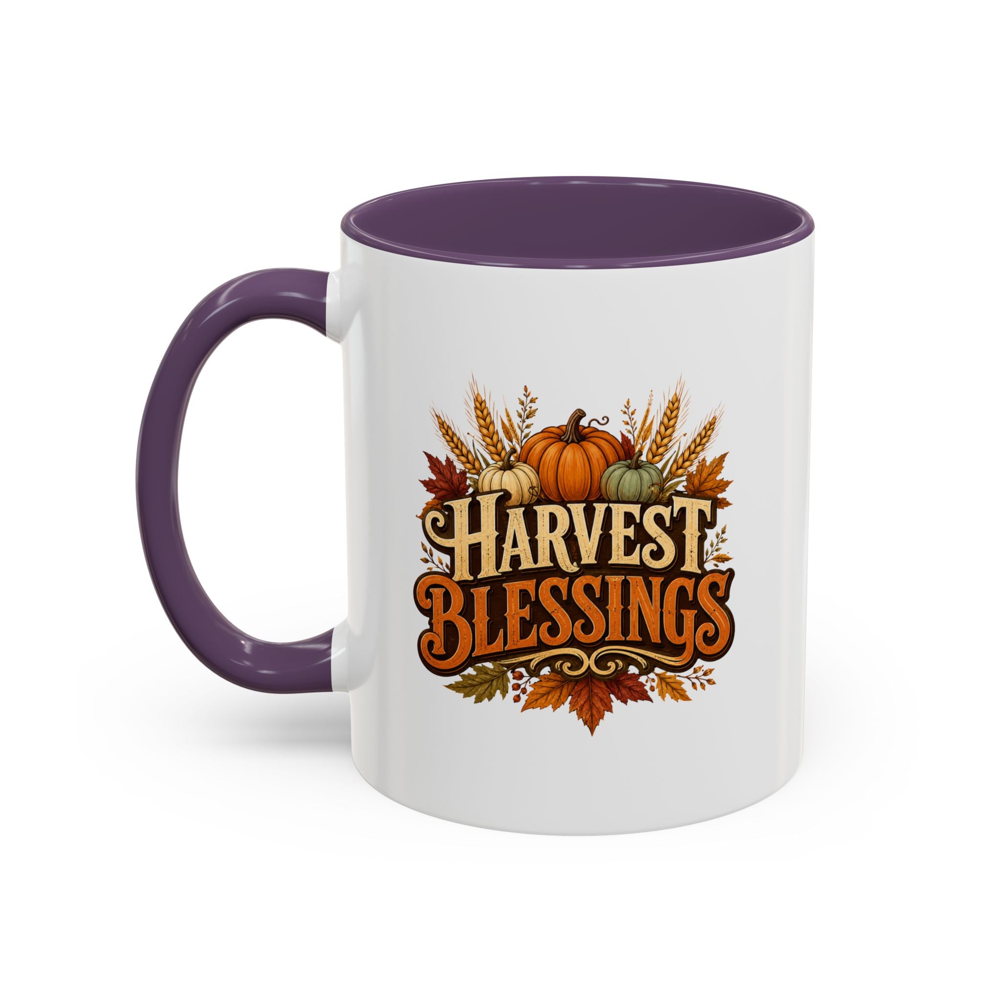 Thanksgiving Mug Harvest Blessings Coffee Mug — Fall Pumpkin & Wheat Thanksgiving Mug