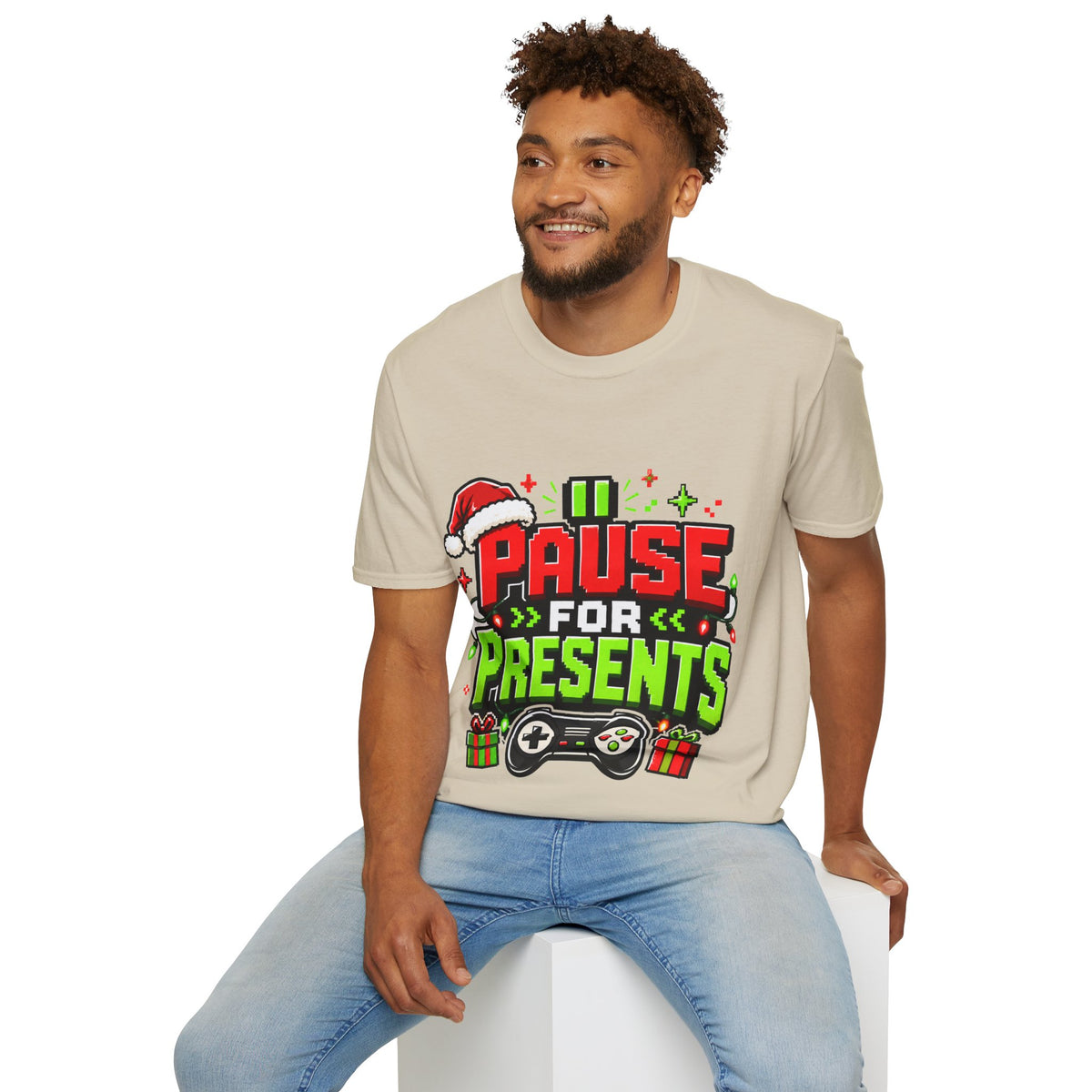 T-Shirt — "Pause for Presents" Christmas Gamer Tee