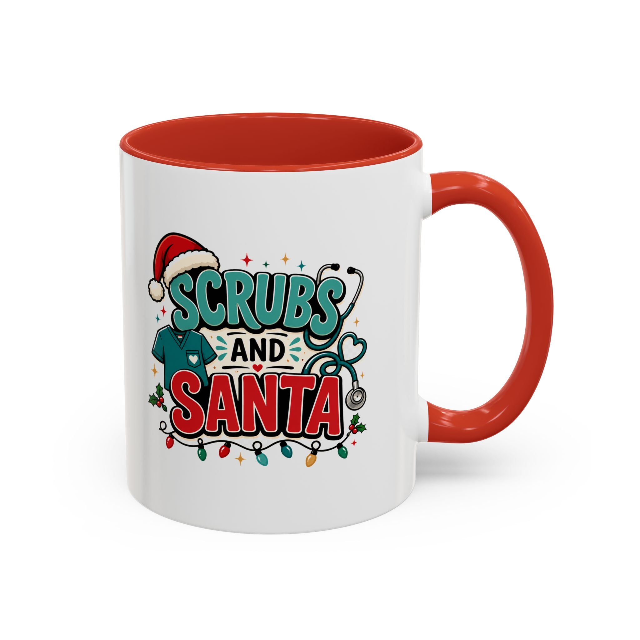 Modern Day Christmas Scrubs and Santa Coffee Mug — Funny Christmas Nurse Gift