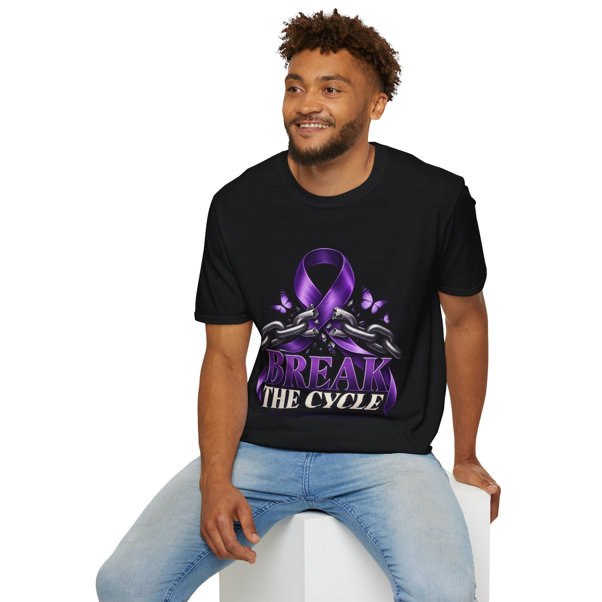 Break The Cycle Purple Ribbon T-Shirt — Domestic Violence Awareness Tee