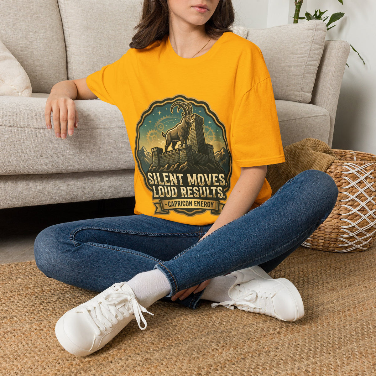 Capricorn Energy T-Shirt — "Silent Moves, Loud Results" Zodiac Tee